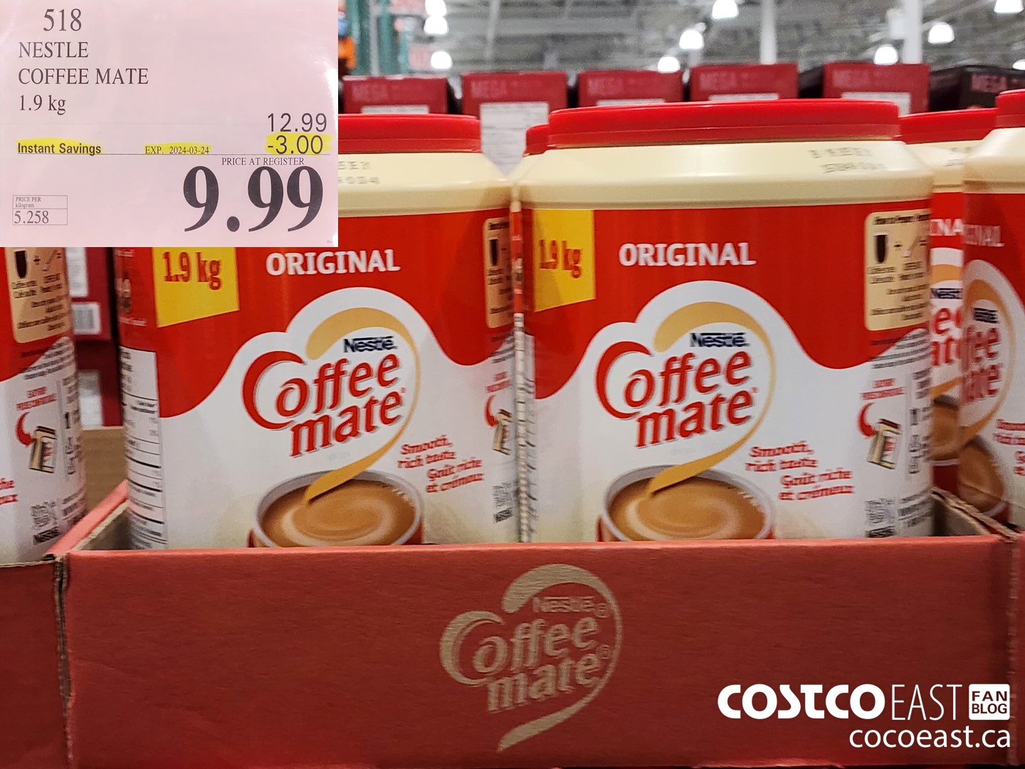 518 NESTLE COFFEE MATE 1.9 KG ($3.00 INSTANT SAVINGS EXPIRES ON 2024-03-24) $9.99