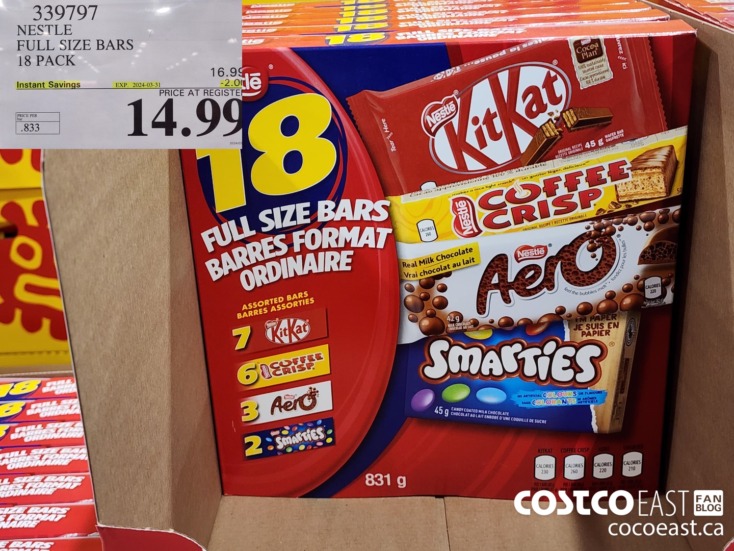 339797 NESTLE FULL SIZE BARS 18 PACK ($2.00 INSTANT SAVINGS EXPIRES ON 2024-03-31) $14.99