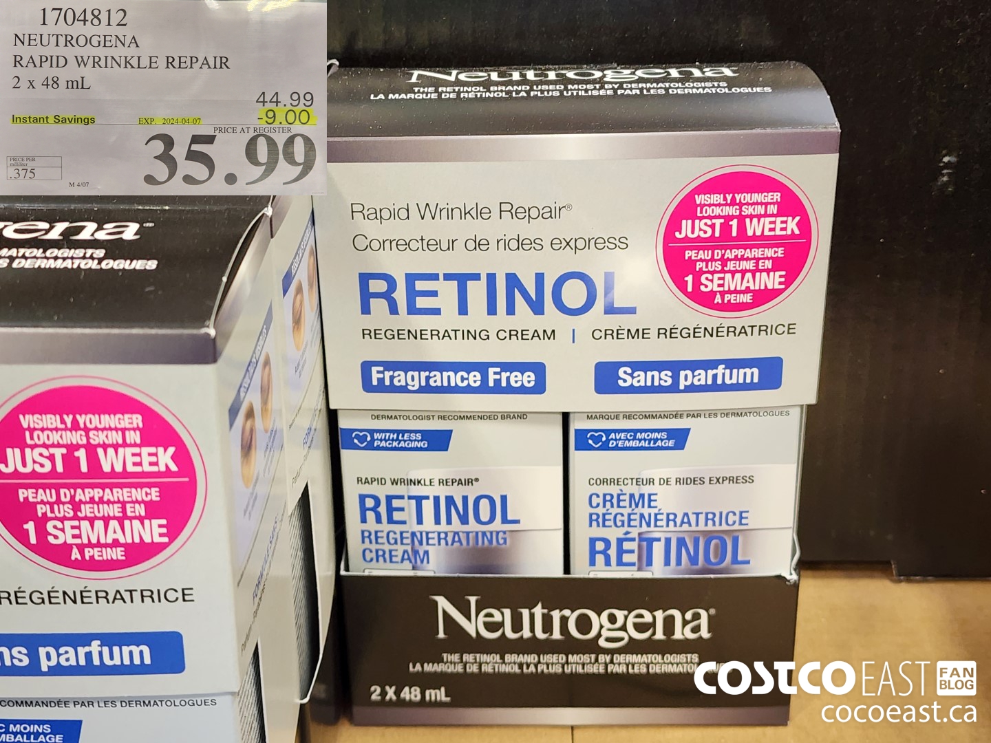 1704812 NEUTROGENA RAPID WRINKLE REPAIR 2 x 48 mL ($9.00 INSTANT SAVINGS EXPIRES ON 2024-04-07) $35.99