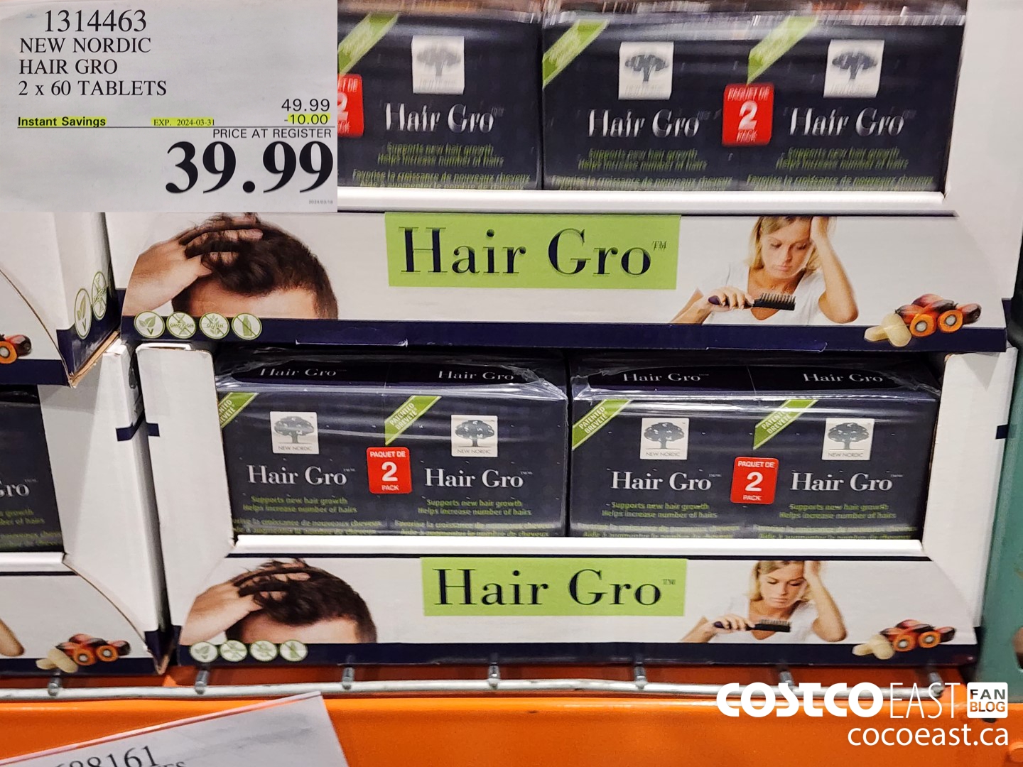 1314463 NEW NORDIC HAIR GRO 2 x 60 TABLETS ($10.00 INSTANT SAVINGS EXPIRES ON 2024-03-31) $39.99