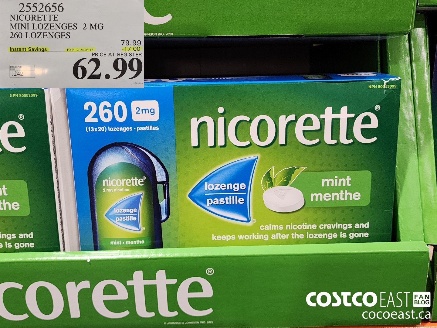 2552656 NICORETTE MINI LOZENGES 2 MG 260 LOZENGES ($17.00 INSTANT SAVINGS EXPIRES ON 2024-03-17) $62.99