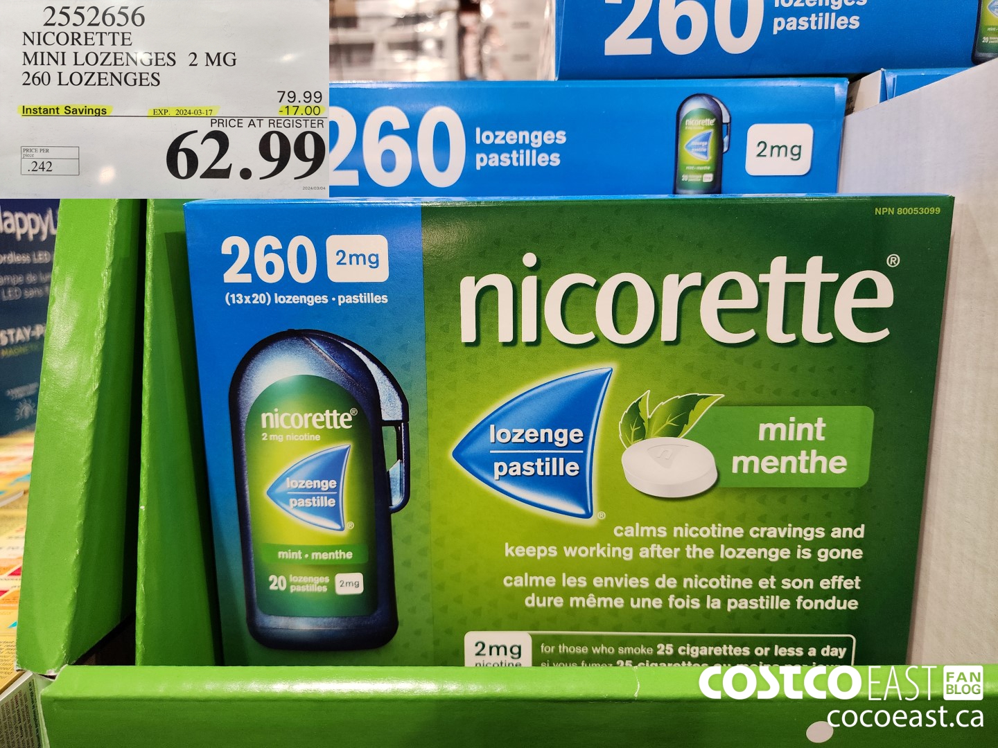 2552656 NICORETTE MINI LOZENGES 2 MG 260 LOZENGES ($17.00 INSTANT SAVINGS EXPIRES ON 2024-03-17) $62.99