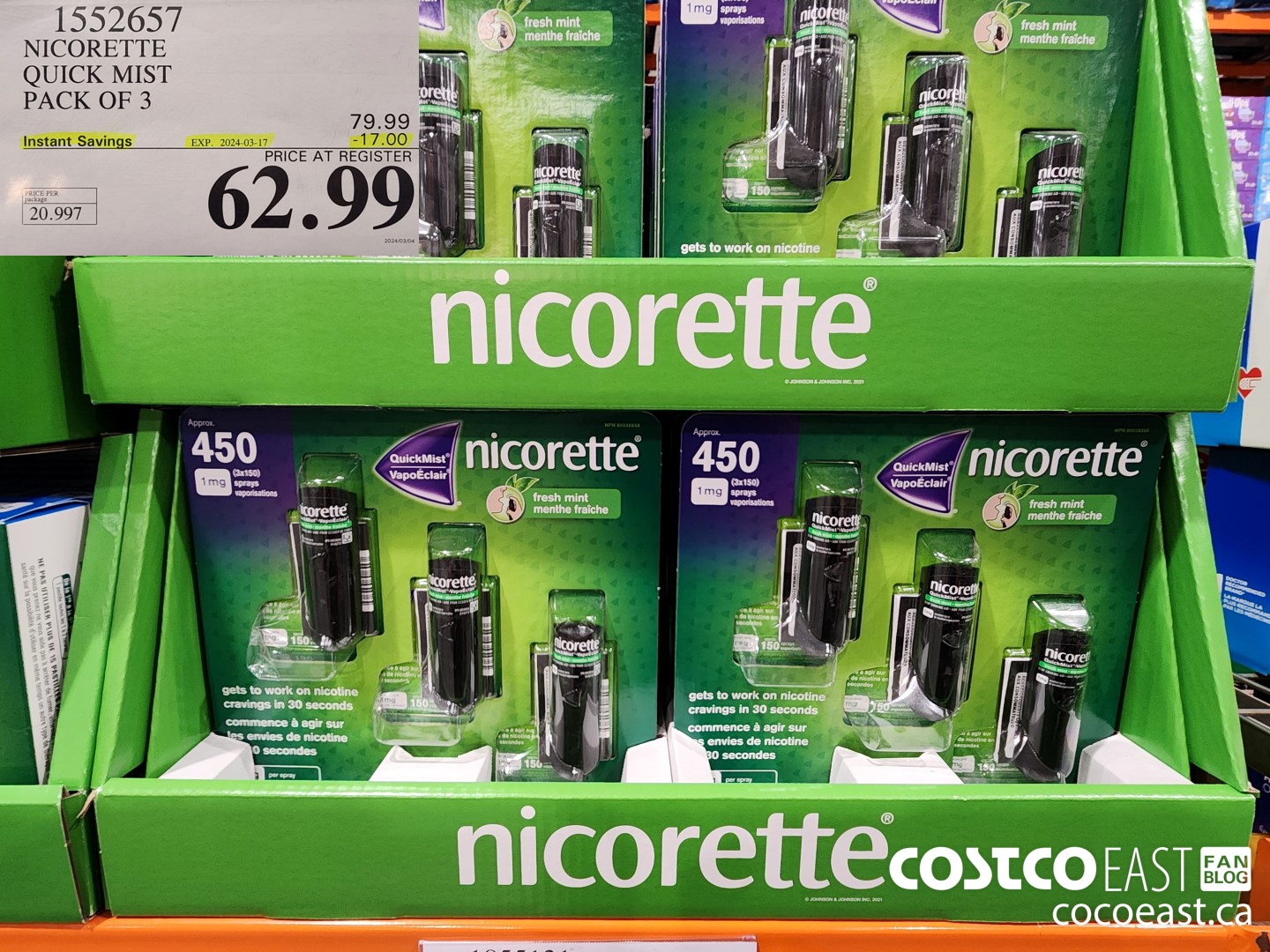1552657 NICORETTE QUICK MIST PACK OF 3 ($17.00 INSTANT SAVINGS EXPIRES ON 2024-03-17) $62.99