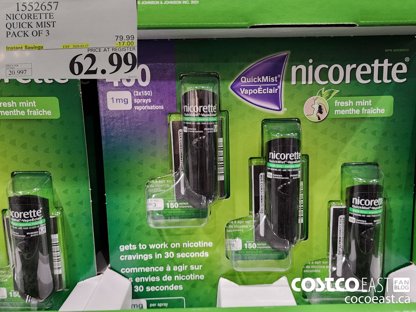 1552657 NICORETTE QUICK MIST PACK OF 3 ($17.00 INSTANT SAVINGS EXPIRES ON 2024-03-17) $62.99