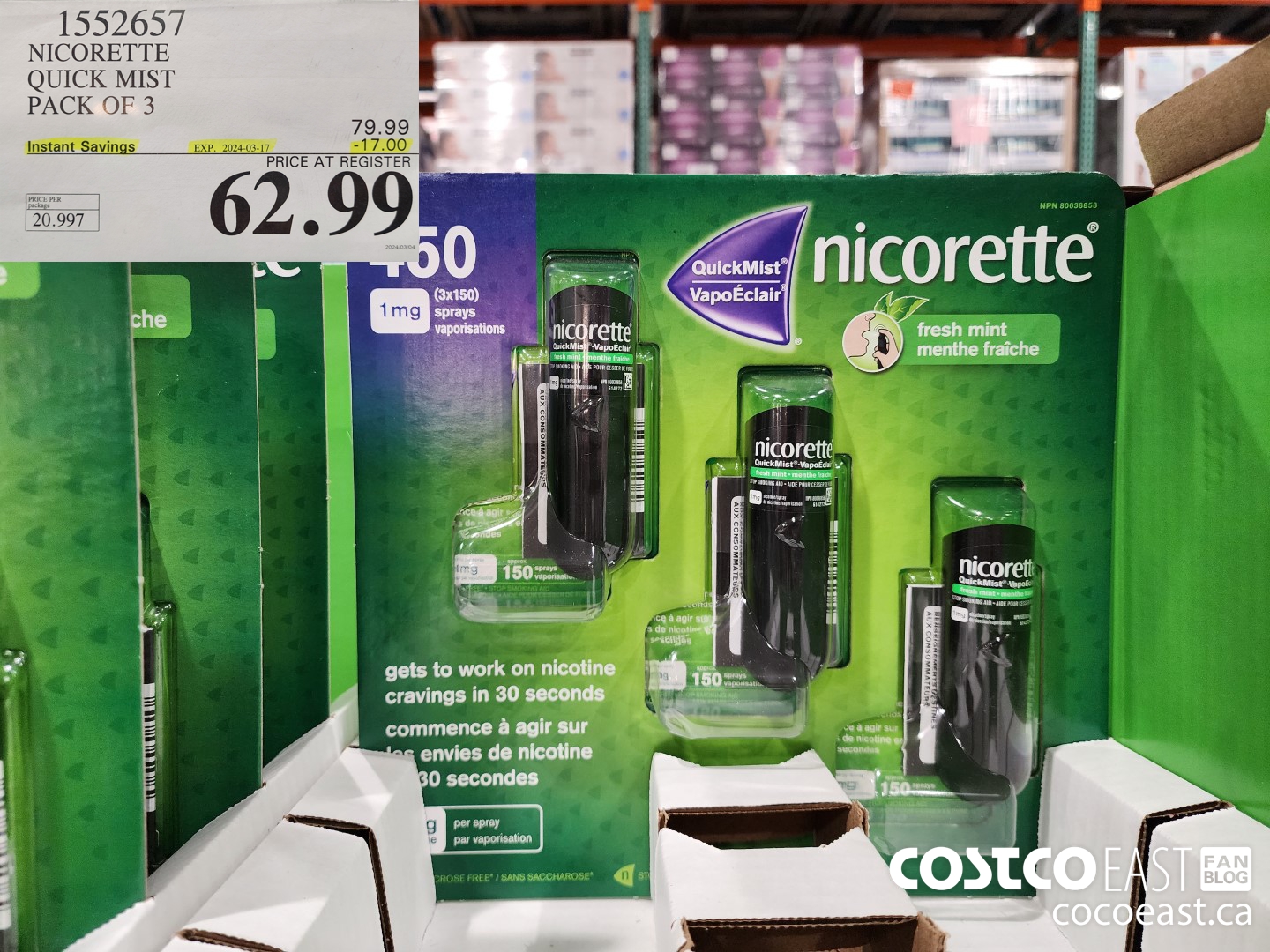 1552657 NICORETTE QUICK MIST PACK OF 3 ($17.00 INSTANT SAVINGS EXPIRES ON 2024-03-17) $62.99