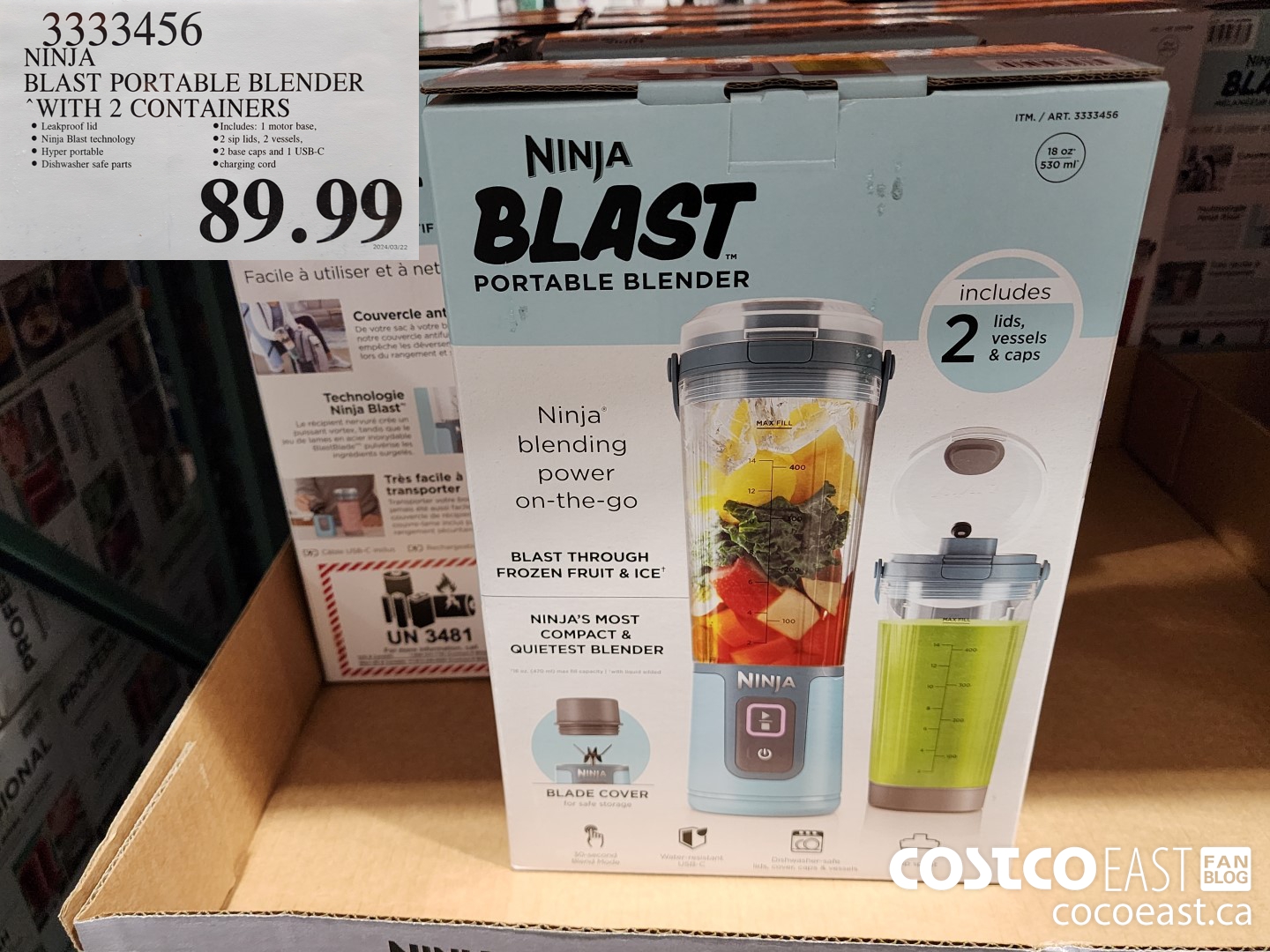 3333456 NINJA BLAST PORTABLE BLENDER 2 CONTAINERS $89.99