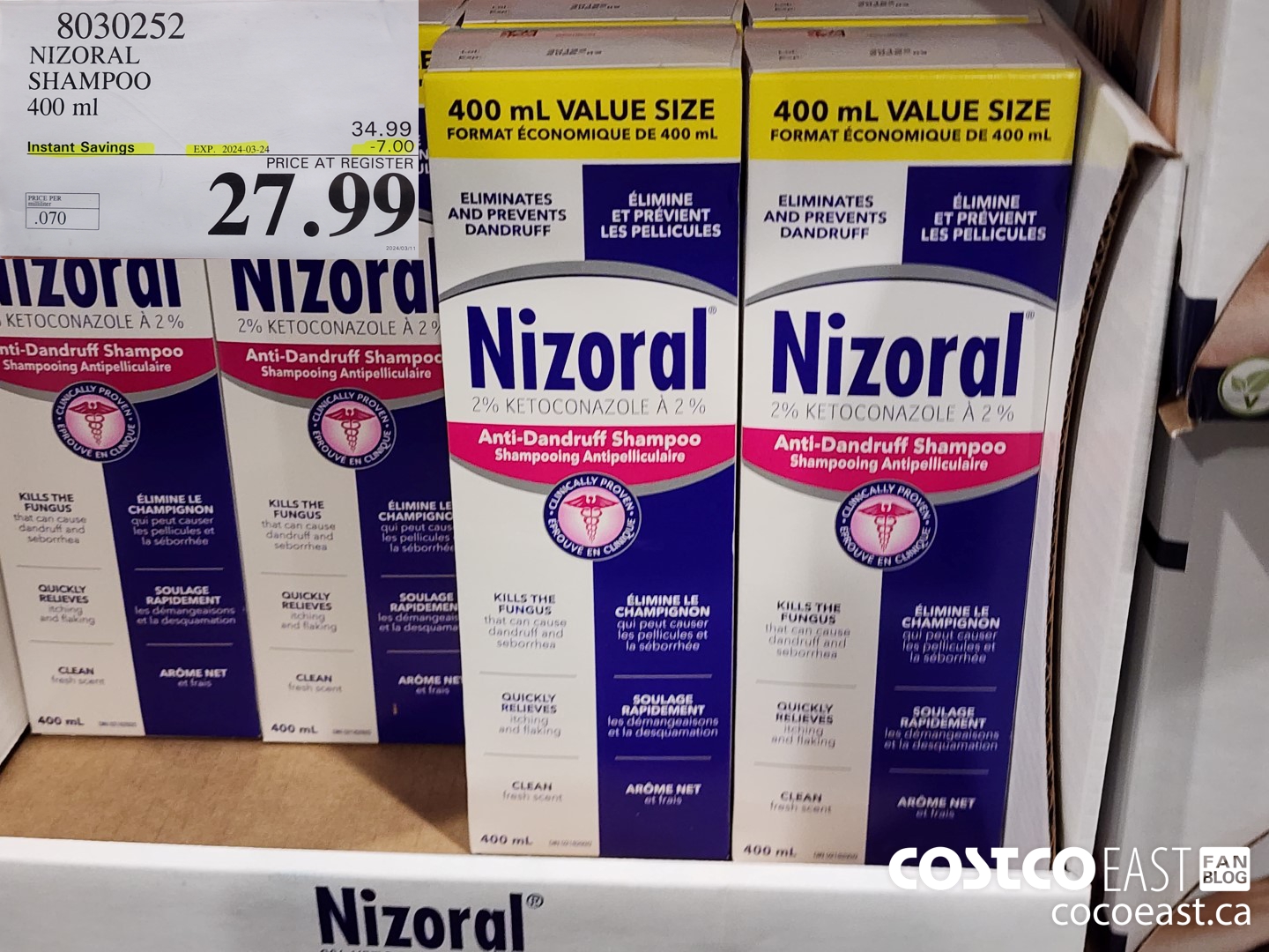 8030252 NIZORAL SHAMPOO 400 ML ($7.00 INSTANT SAVINGS EXPIRES ON 2024-03-24) $27.99