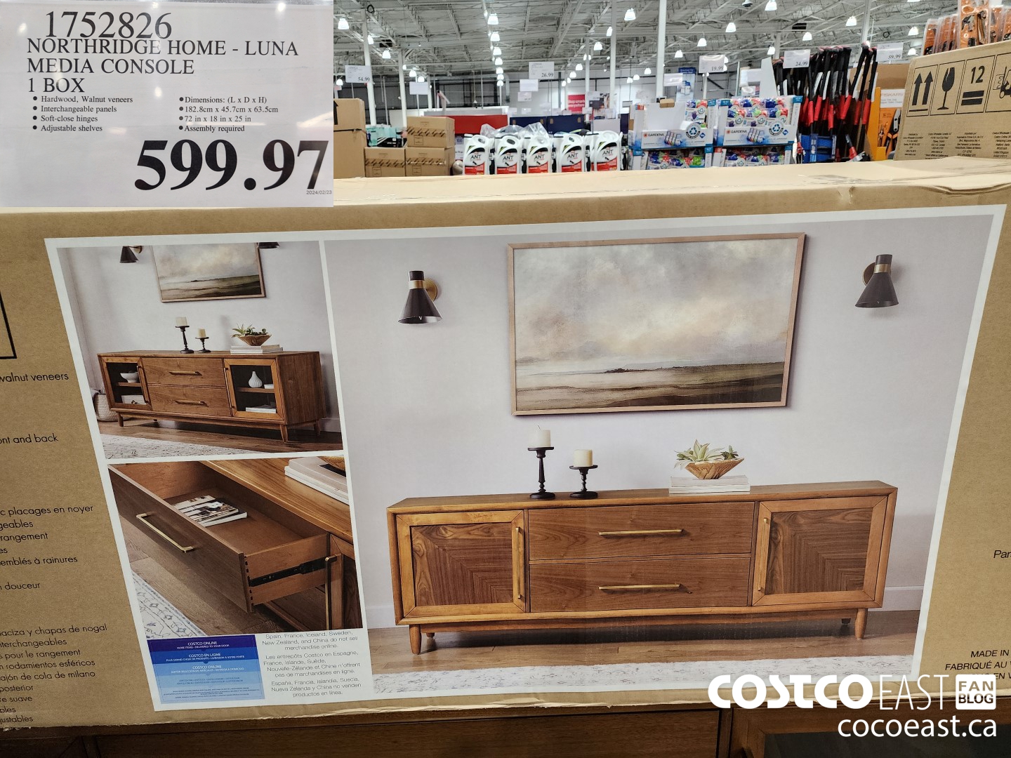 1752826 NORTHRIDGE HOME - LUNA MEDIA CONSOLE 1 BOX $599.97