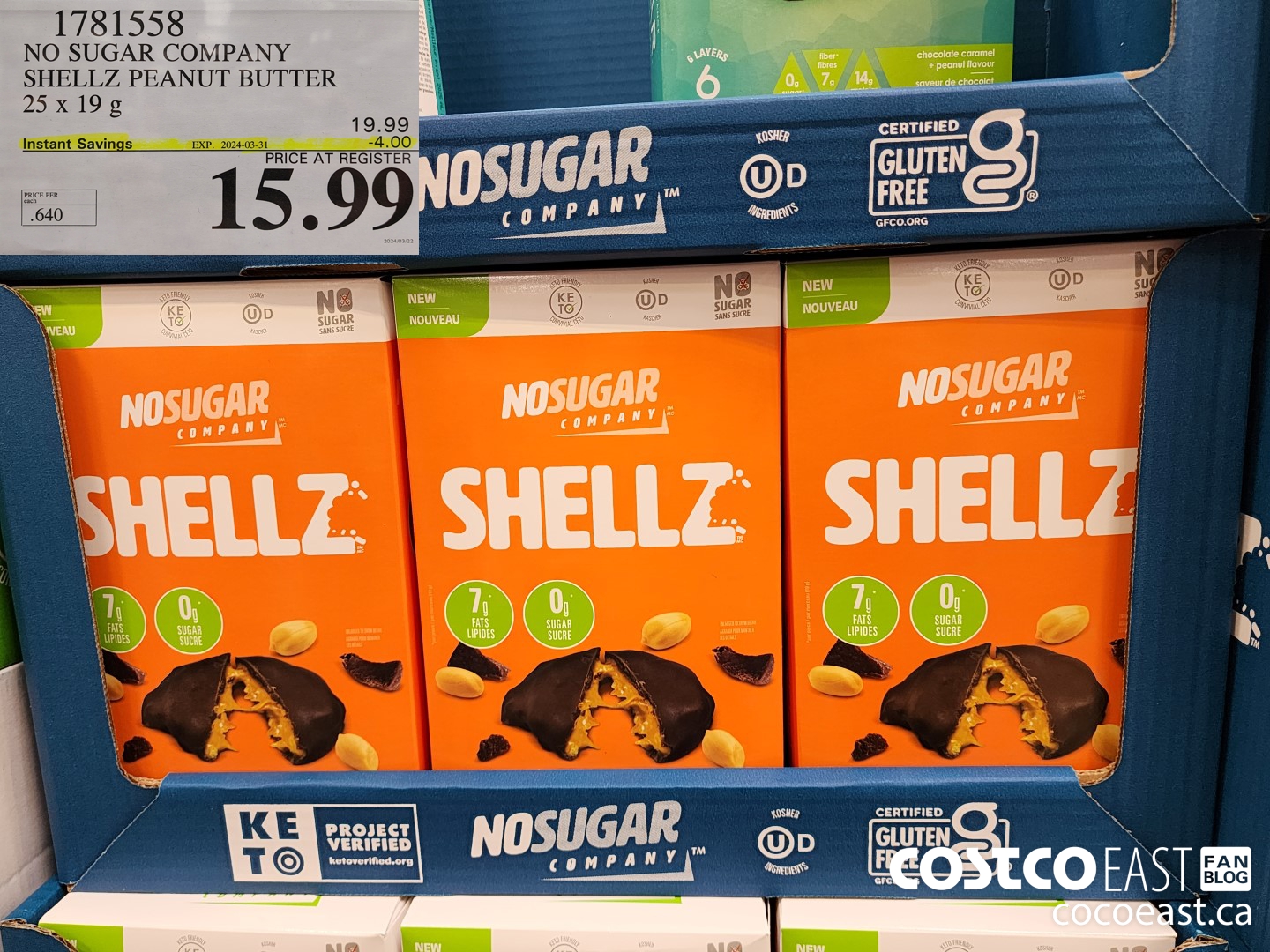 1781558 NO SUGAR COMPANY SHELLZ PEANUT BUTTER 25 x 19 G ($4.00 INSTANT SAVINGS EXPIRES ON 2024-03-31) $15.99