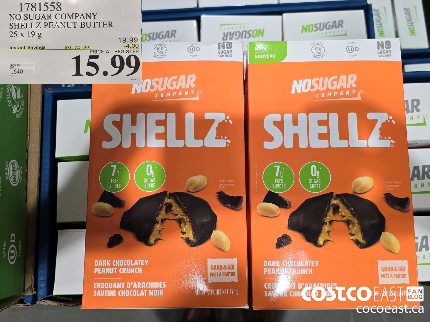 1781558 NO SUGAR COMPANY SHELLZ PEANUT BUTTER 25 x 19 G ($4.00 INSTANT SAVINGS EXPIRES ON 2024-03-31) $15.99