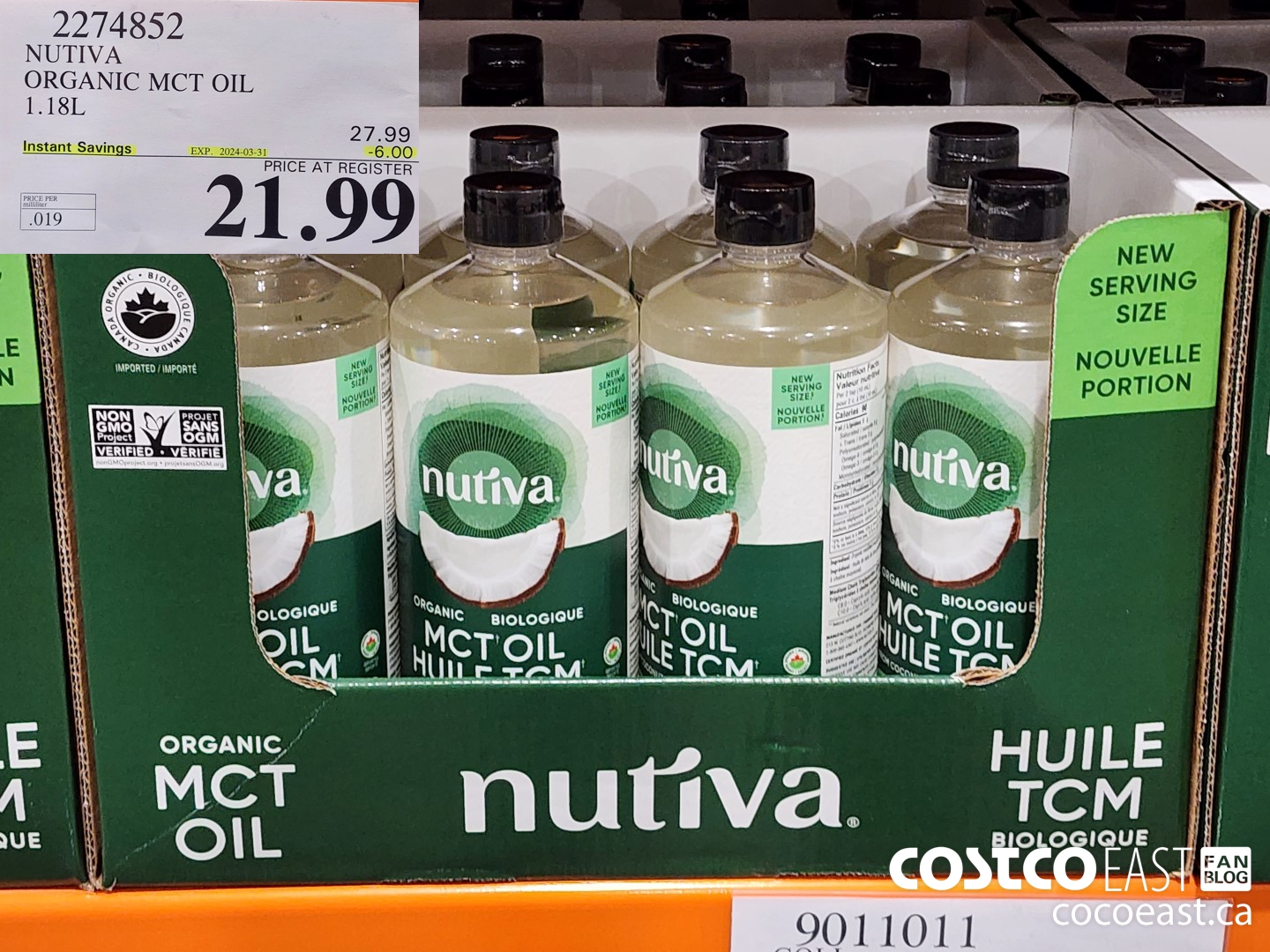 2274852 NUTIVA ORGANIC MCT OIL 1.18L ($6.00 INSTANT SAVINGS EXPIRES ON 2024-03-31) $21.99
