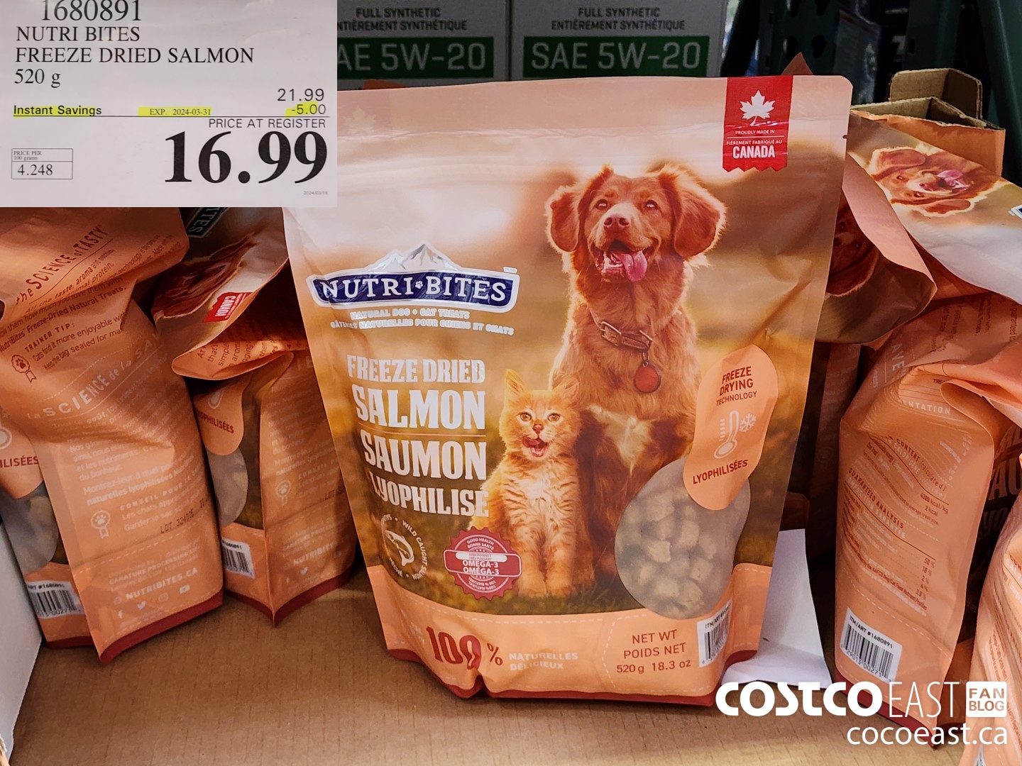 1680891 NUTRI BITES FREEZE DRIED SALMON 520 g ($5.00 INSTANT SAVINGS EXPIRES ON 2024-03-31) $16.99