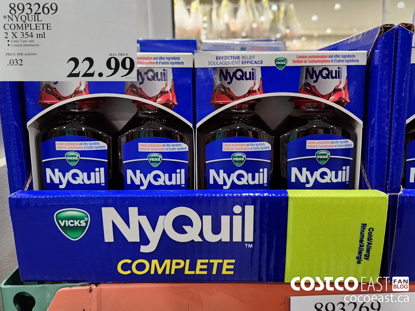 893269 NYQUIL COMPLETE 2 X 354 ML $22.99