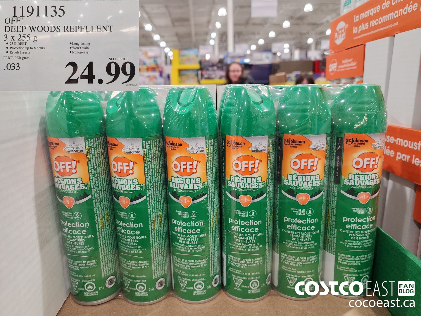 1191135 OFF! DEEP WOODS REPELLENT 3 X 255 G $24.99