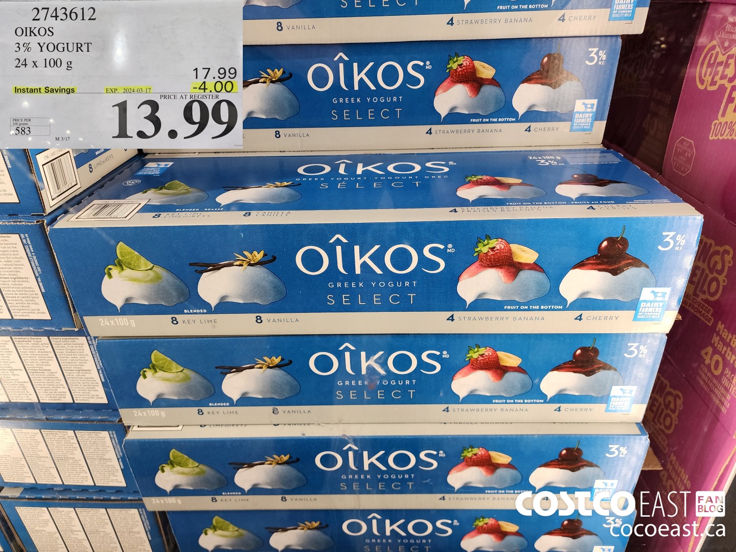 2743612 OIKOS 3% YOGURT 24 x 100g ($4.00 INSTANT SAVINGS EXPIRES ON 2024-03-17) $13.99