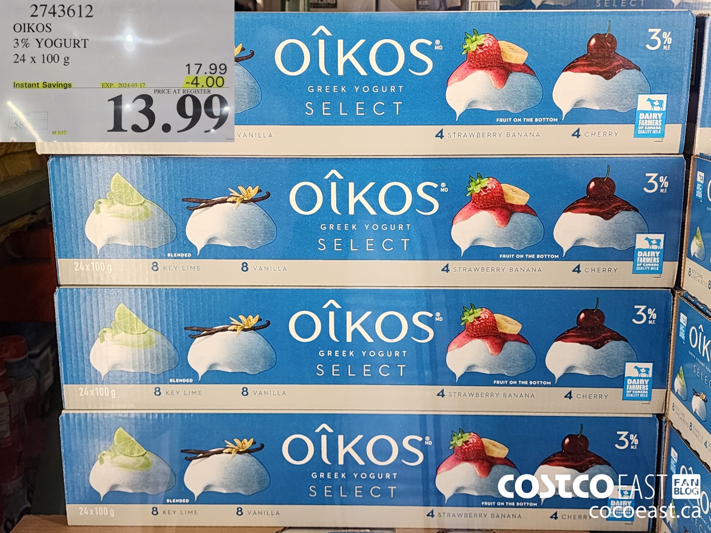 2743612 OIKOS 3% YOGURT 24 x 100g ($4.00 INSTANT SAVINGS EXPIRES ON 2024-03-17) $13.99