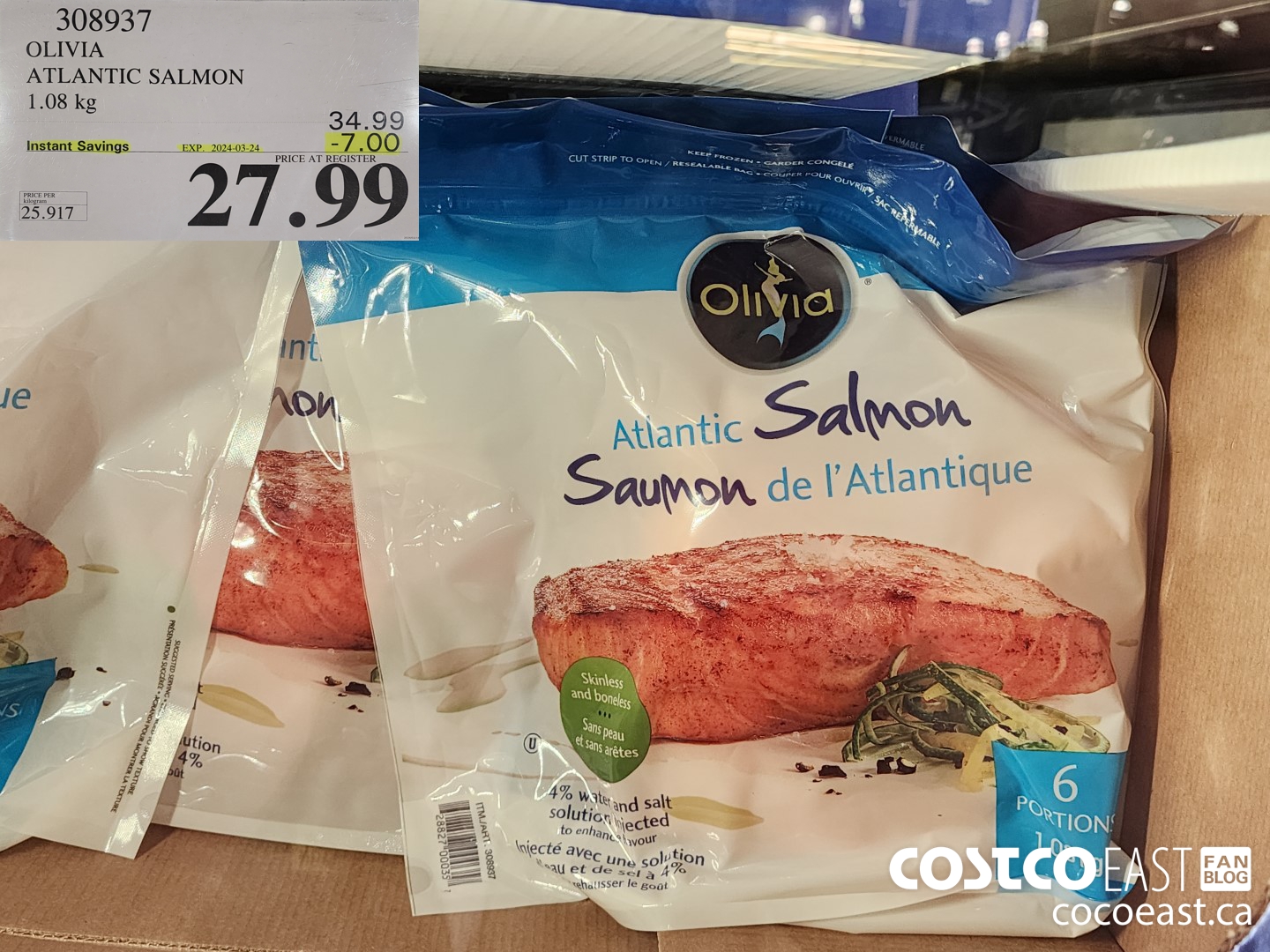 308937 OLIVIA ATLANTIC SALMON 1.08 kg ($7.00 INSTANT SAVINGS EXPIRES ON 2024-03-24) $27.99