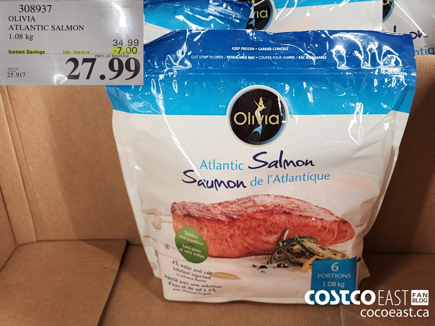 308937 OLIVIA ATLANTIC SALMON 1.08 kg ($7.00 INSTANT SAVINGS EXPIRES ON 2024-03-24) $27.99