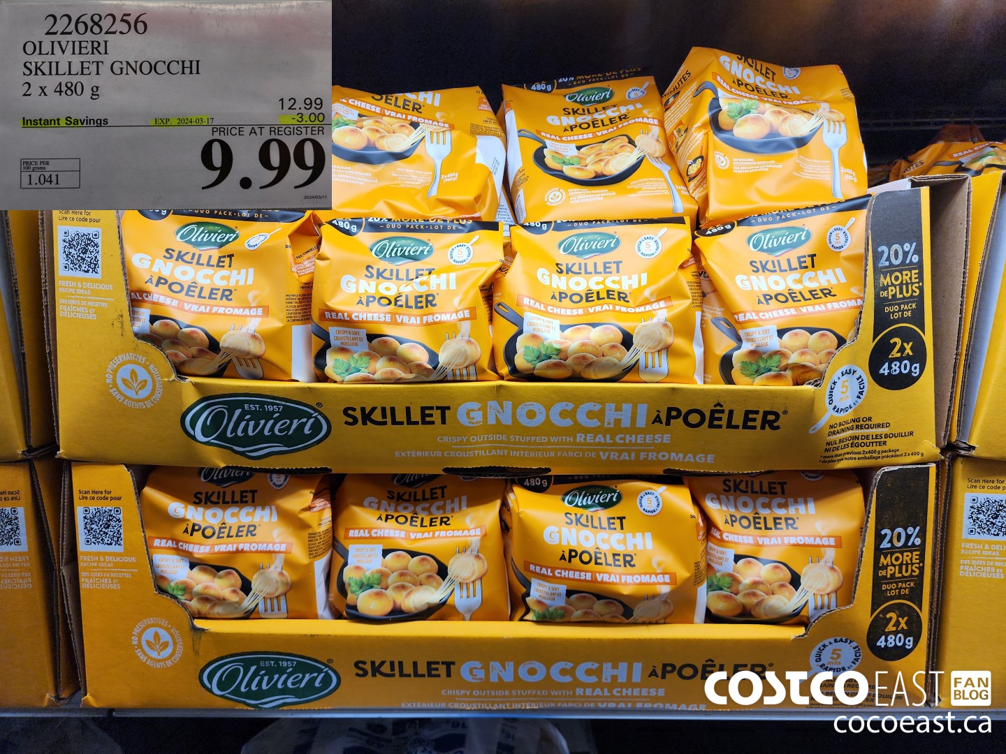2268256 OLIVIERI SKILLET GNOCCHI 2 x 480G ($3.00 INSTANT SAVINGS EXPIRES ON 2024-03-17) $9.99