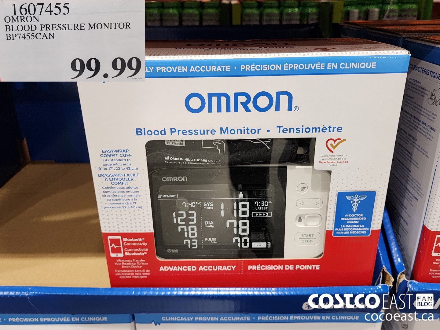 1607455 OMRON BLOOD PRESSURE MONITOR BP7455CAN $99.99