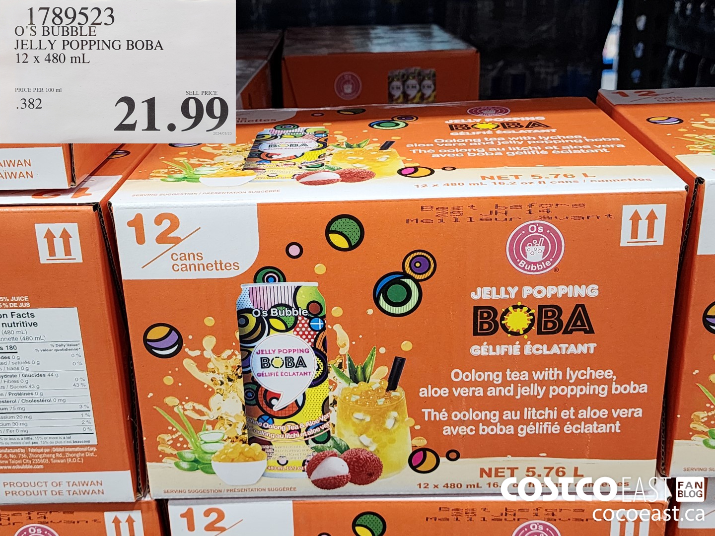 1789523 O'S BUBBLE JELLY POPPING BOBA 12 x 480 mL $21.99