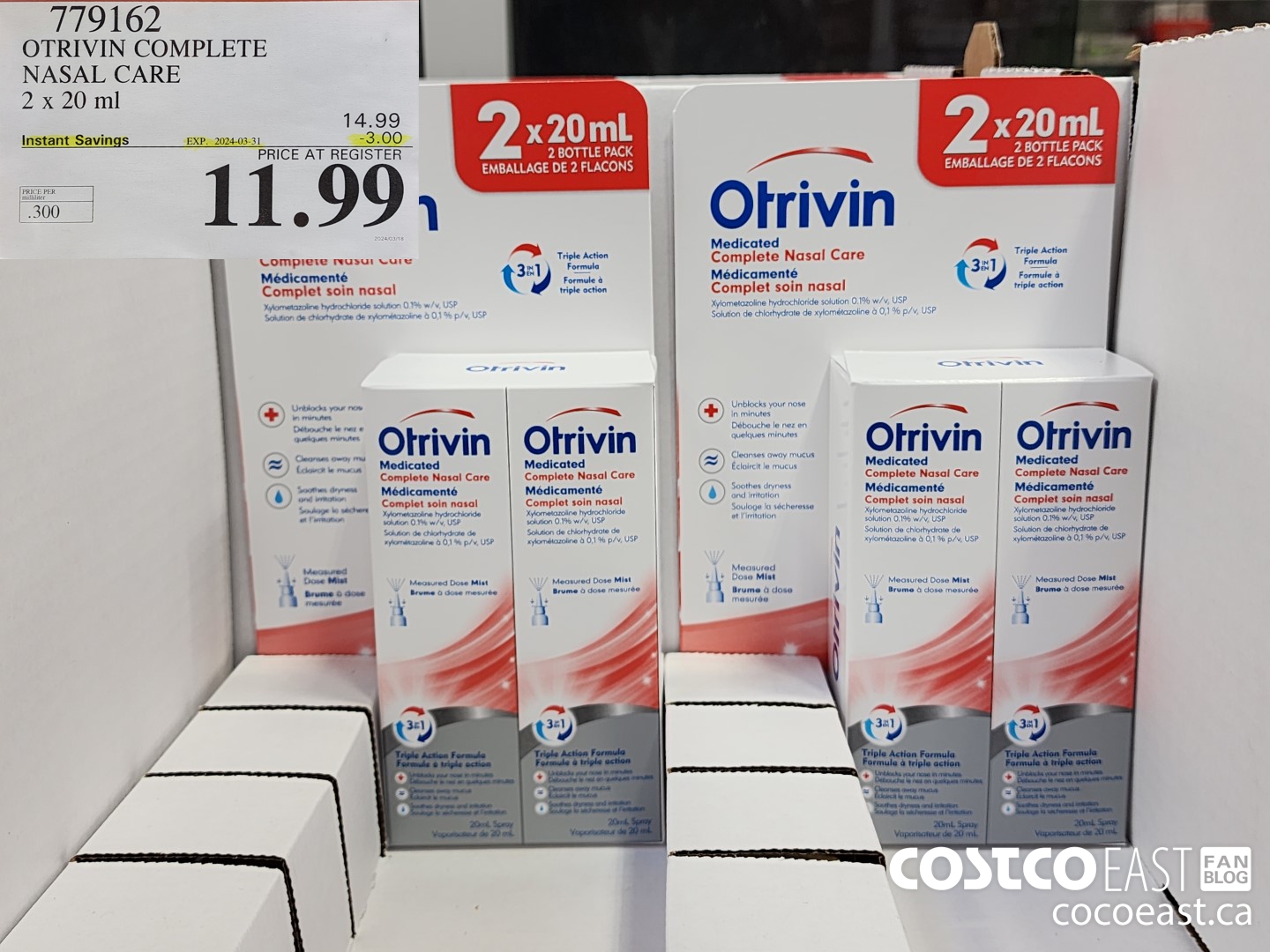 779162 OTRIVIN COMPLETE NASAL CARE 2 x 20ml  ($3.00 INSTANT SAVINGS EXPIRES ON 2024-03-31) $11.99