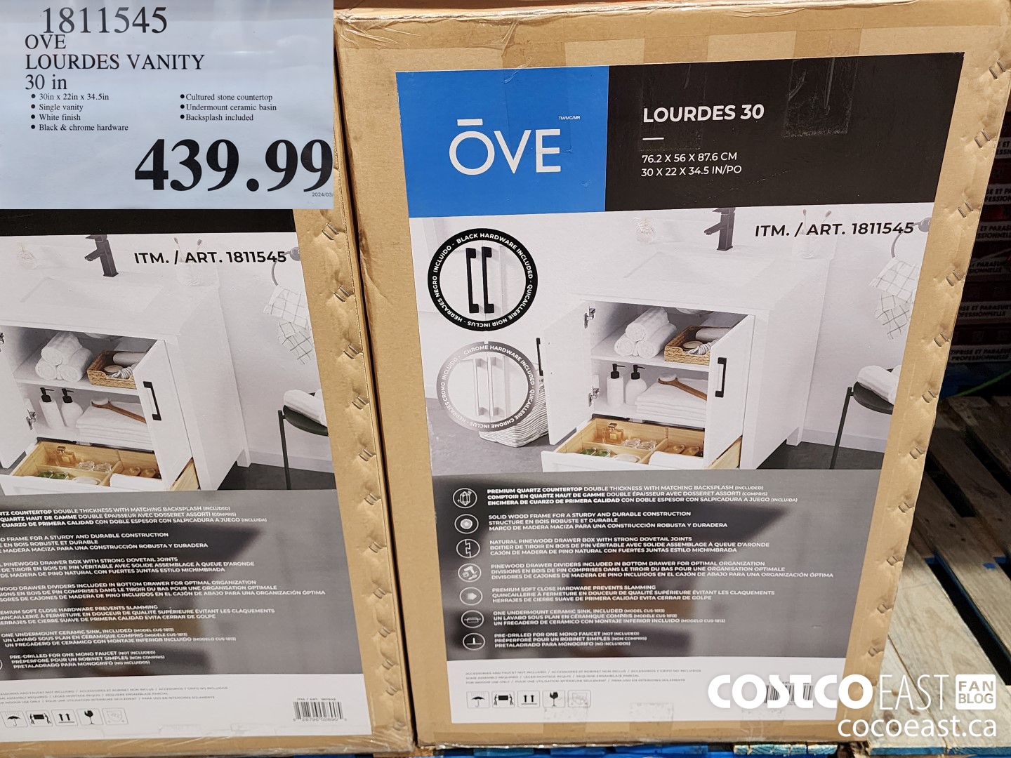 1811545 OVE LOURDES VANITY 30 IN $439.99