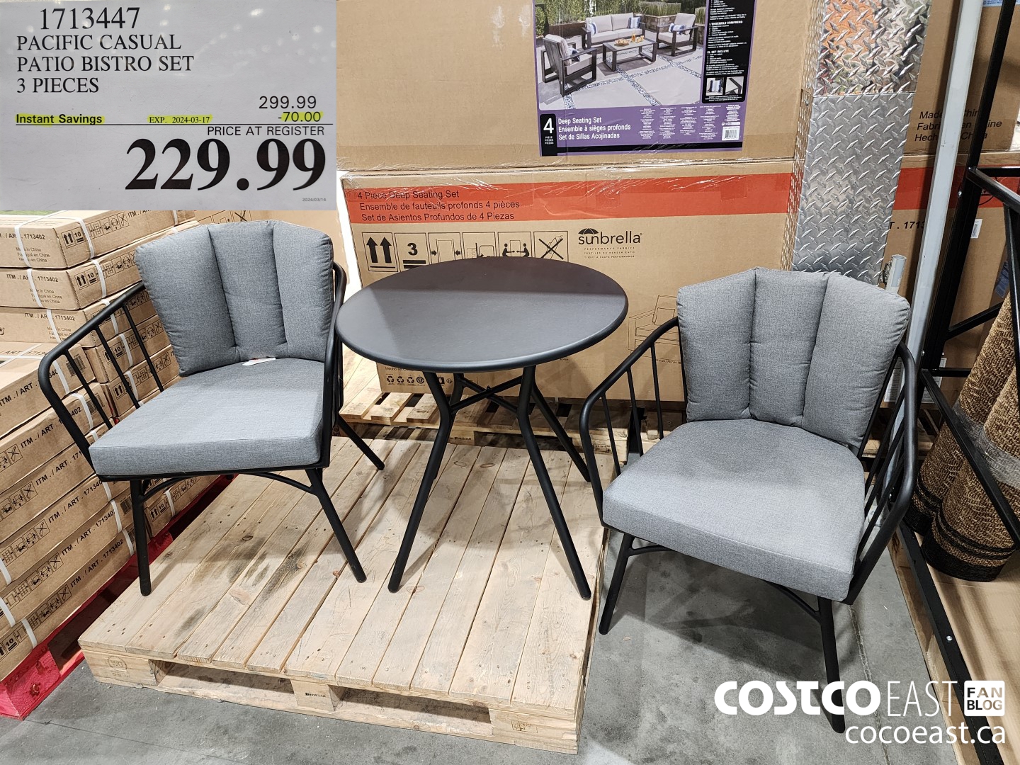 1713447 PACIFIC CASUAL PATIO BISTRO SET 3 PIECES ($70.00 INSTANT SAVINGS EXPIRES ON 2024-03-17) $229.99