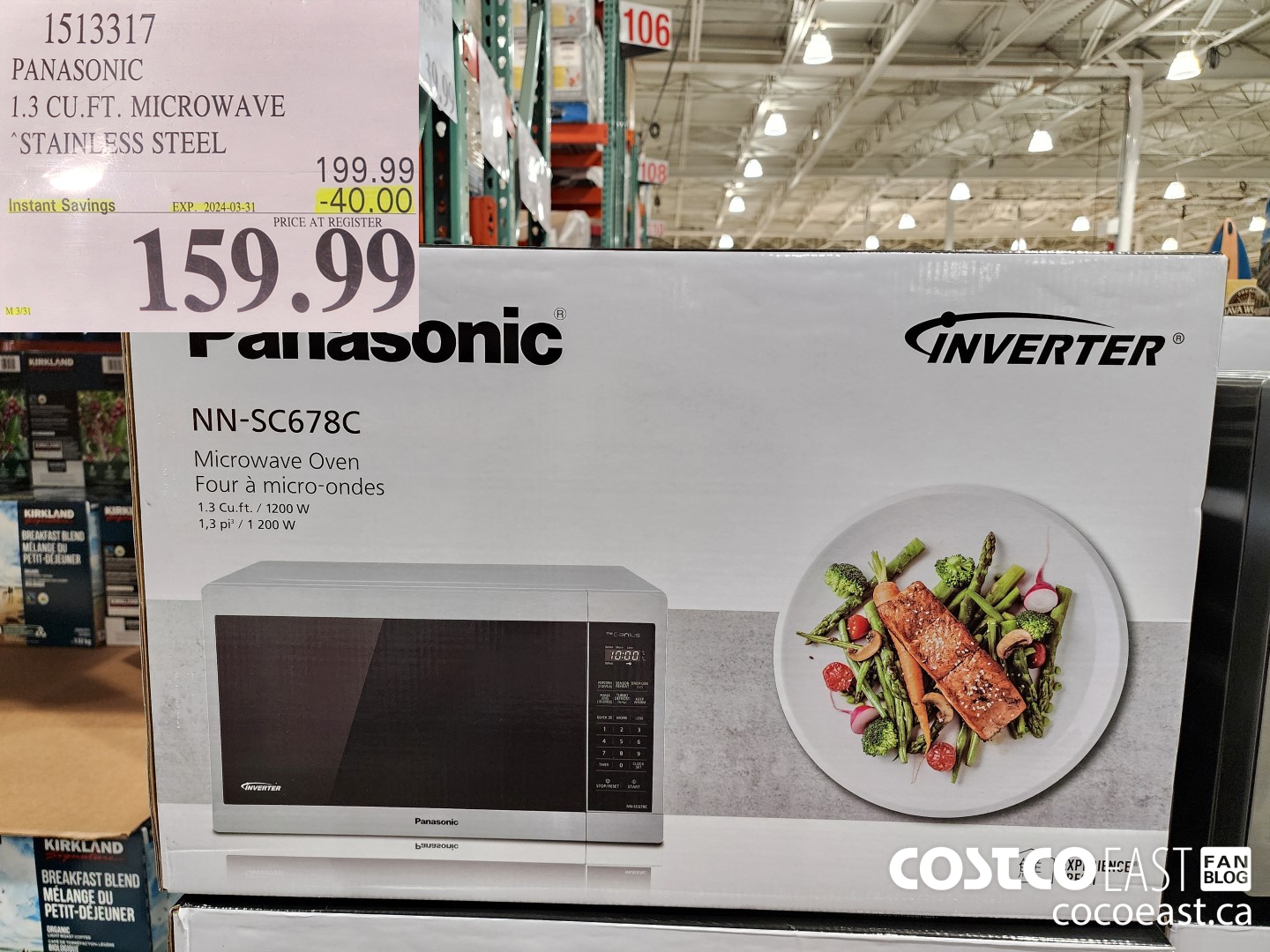1513317 PANASONIC 1.3 CU.FT. MICROWAVE STAINLESS STEEL ($40.00 INSTANT SAVINGS EXPIRES ON 2024-03-31) $159.99