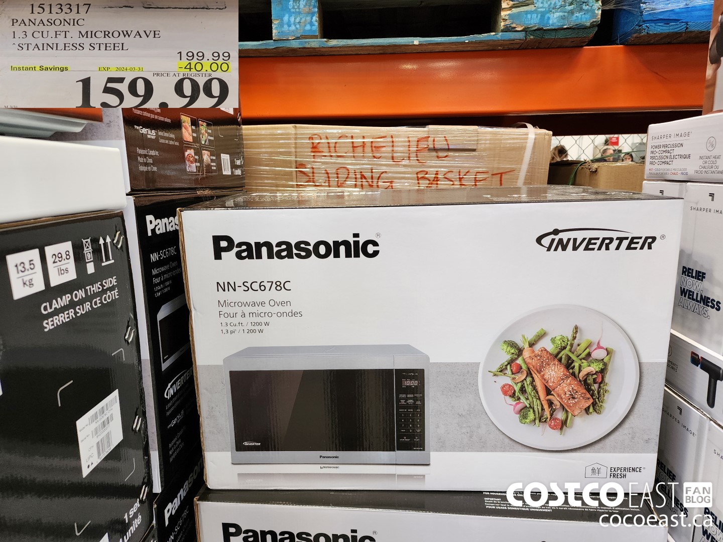 1513317 PANASONIC 1.3 CU.FT. MICROWAVE STAINLESS STEEL ($40.00 INSTANT SAVINGS EXPIRES ON 2024-03-31) $159.99