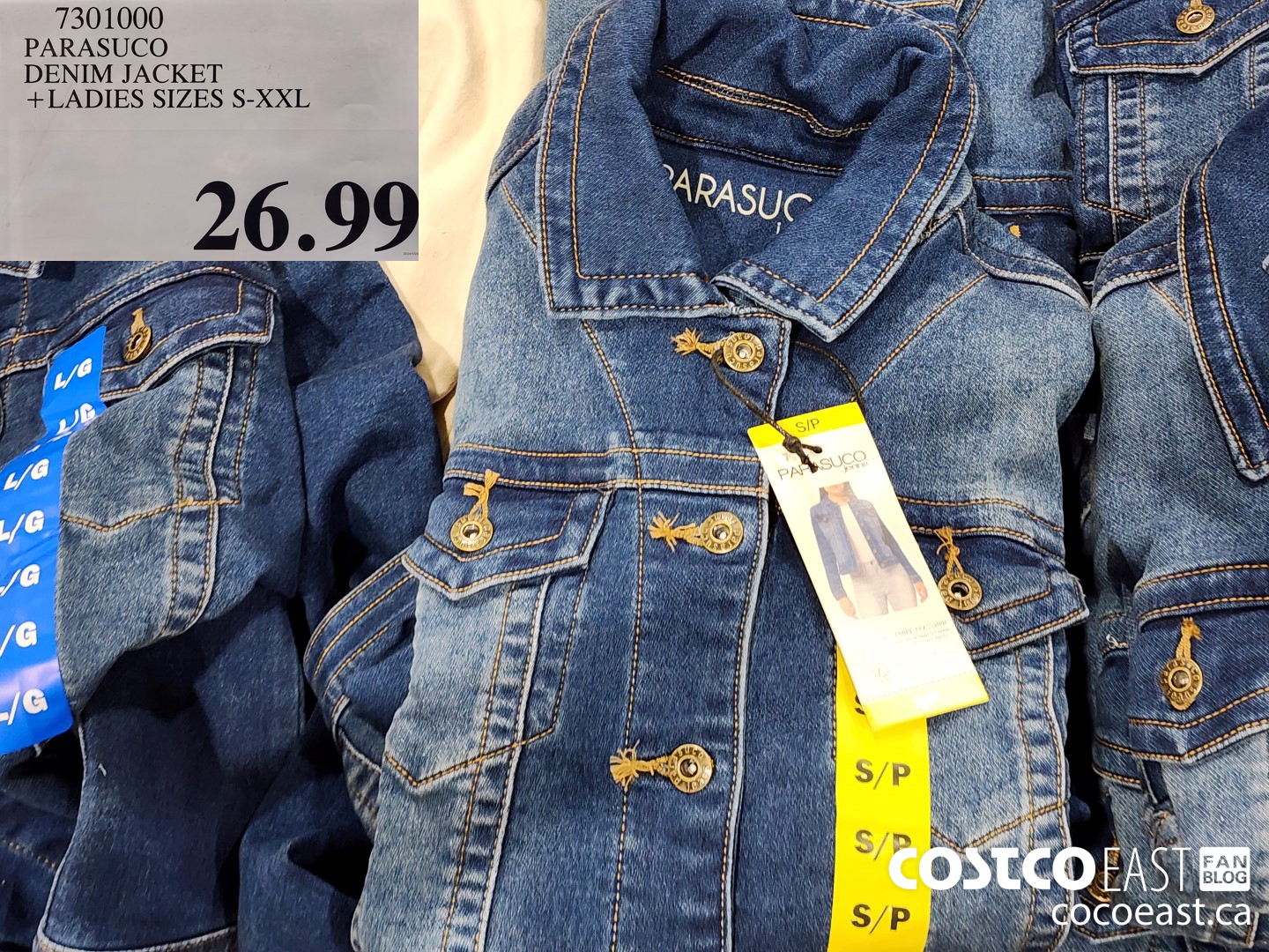 7301000 PARASUCO DENIM JACKET + LADIES SIZES S-XXL $26.99