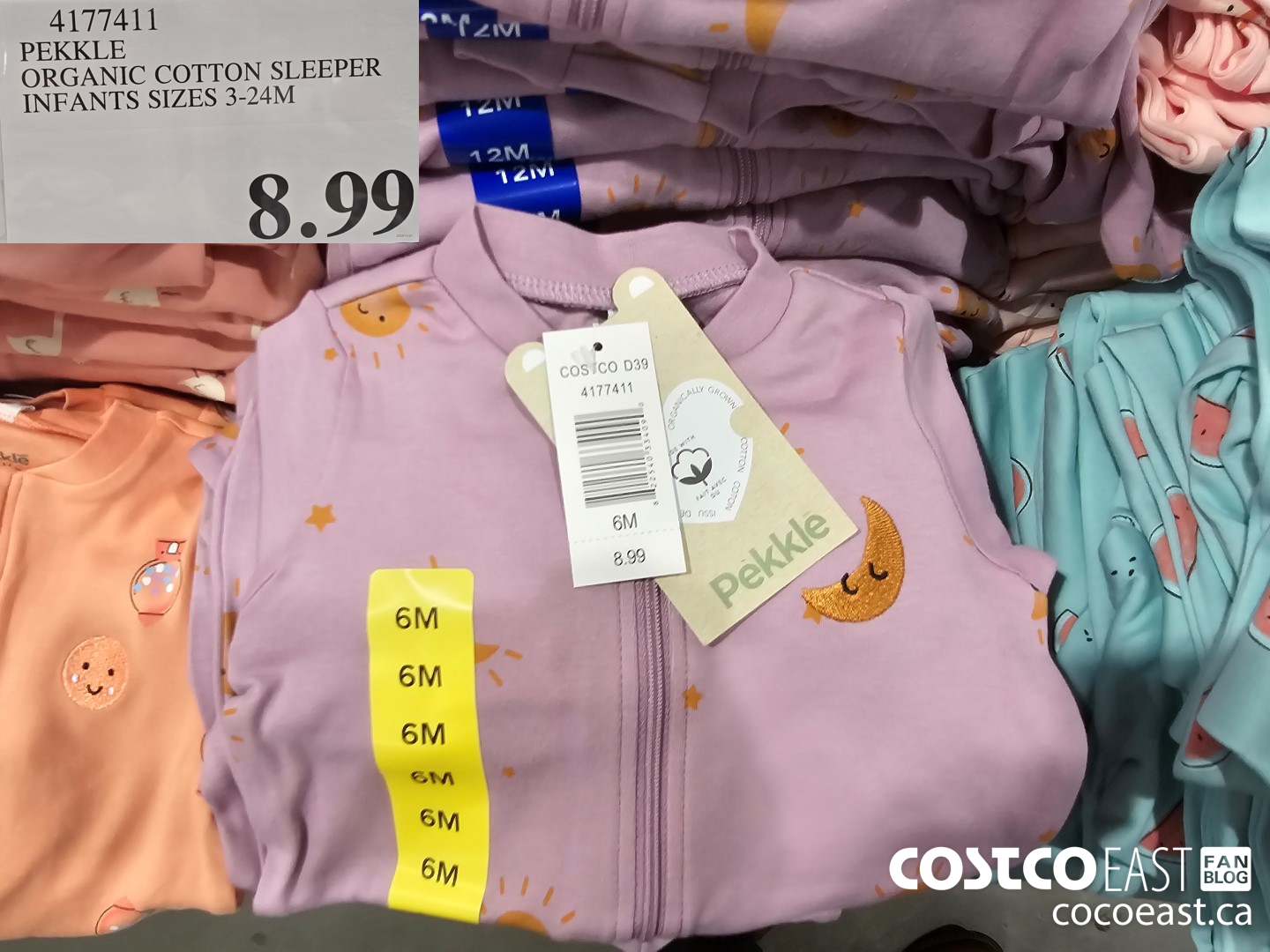 4177411 PEKKLE ORGANIC COTTON SLEEPER INFANTS SIZES 3-24M $8.99