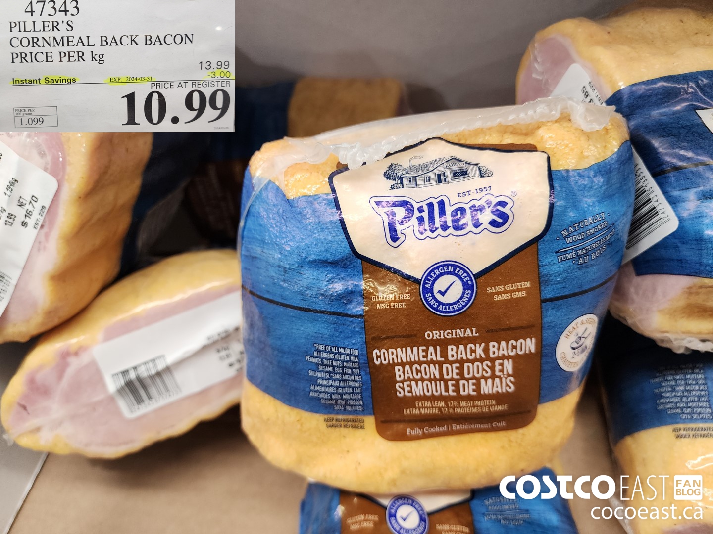 47343 PILLER'S CORNMEAL BACK BACON PRICE PER KG ($3.00 INSTANT SAVINGS EXPIRES ON 2024-03-31) $10.99