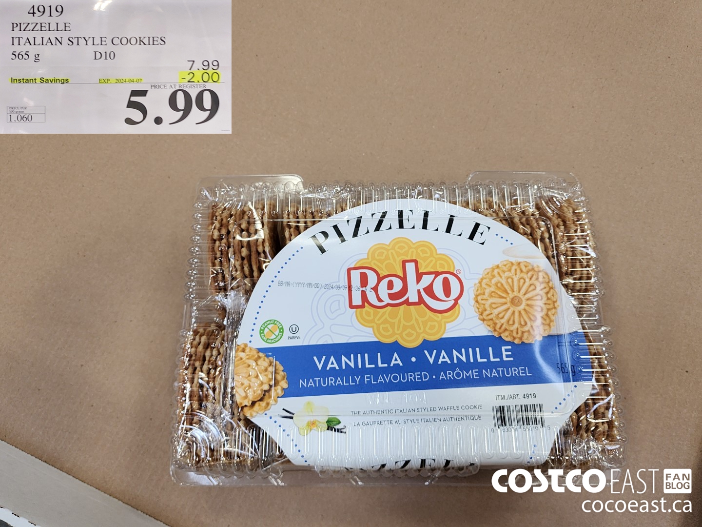 4919 PIZZELLE ITALIAN STYLE COOKIES 565G  ($2.00 INSTANT SAVINGS EXPIRES ON 2024-04-07) $5.99