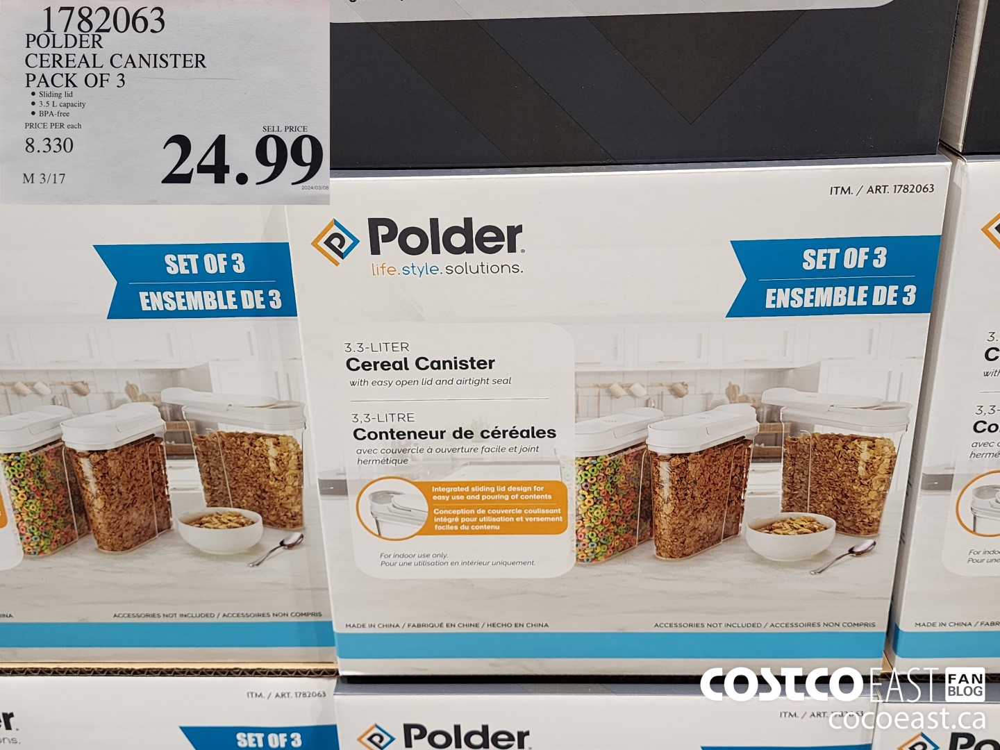 1782063 POLDER CEREAL CANISTER PACK OF 3 $24.99