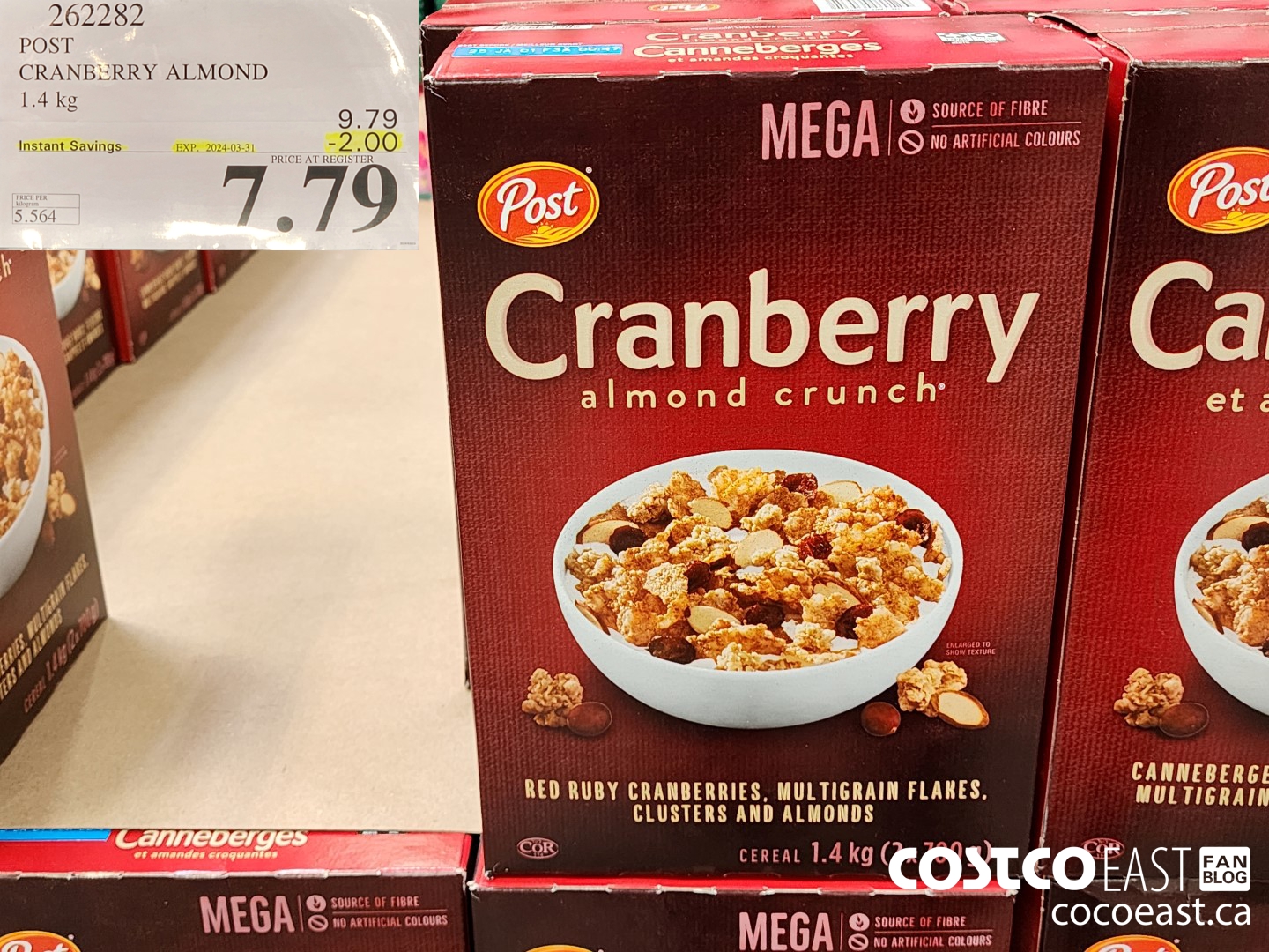 262282 POST CRANBERRY ALMOND 1.4 KG ($2.00 INSTANT SAVINGS EXPIRES ON 2024-03-31) $7.79