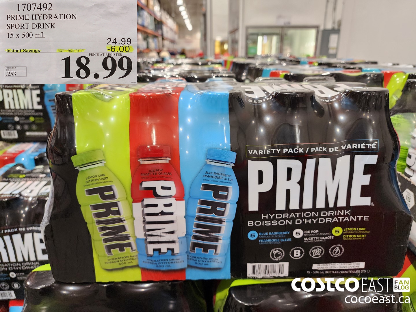 1707492 PRIME HYDRATION SPORT DRINK VARIETY 15 x 500 mL ($6.00 INSTANT SAVINGS EXPIRES ON 2024-03-17) $18.99