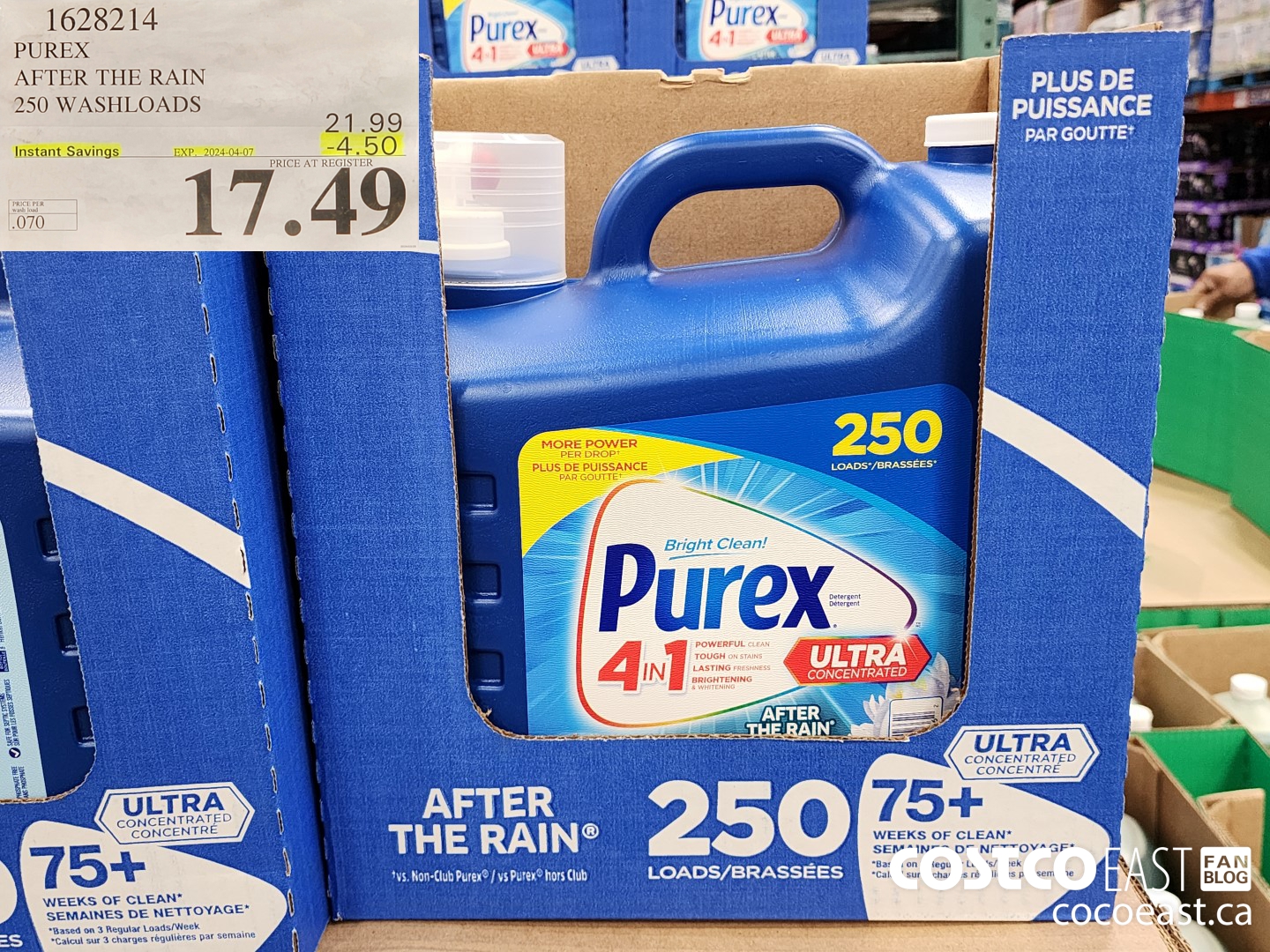 1628214 PUREX AFTER THE RAIN 250 washloads ($4.50 INSTANT SAVINGS EXPIRES ON 2024-04-07) $17.49