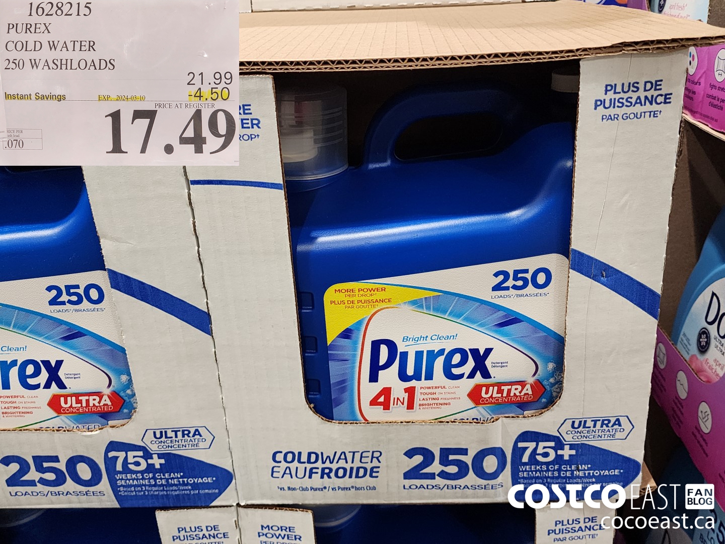 1628215 PUREX COLD WATER 250 washloads ($4.50 INSTANT SAVINGS EXPIRES ON 2024-03-10) $17.49