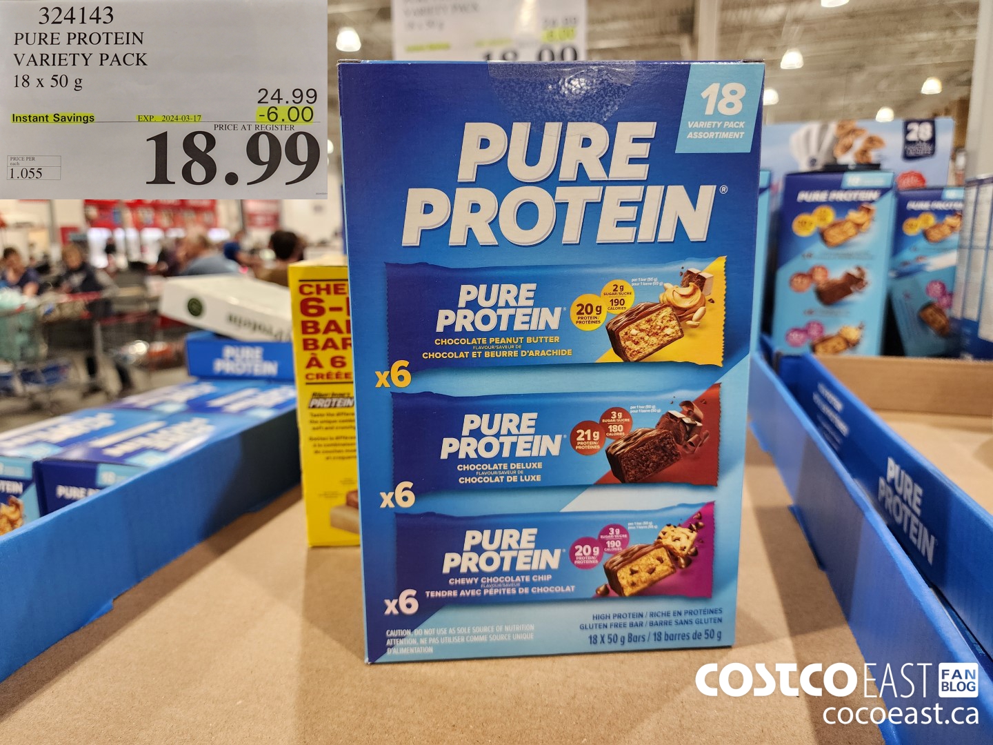 324143 PURE PROTEIN VARIETY PACK 18 x 50 g ($6.00 INSTANT SAVINGS EXPIRES ON 2024-03-17) $18.99
