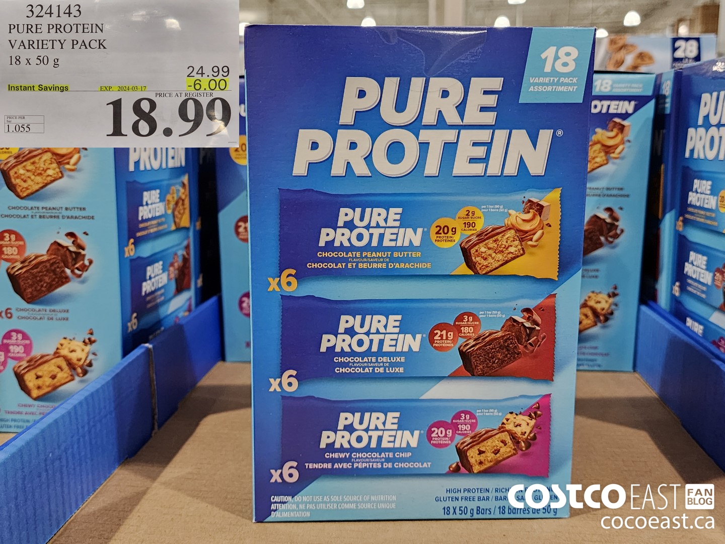 324143 PURE PROTEIN VARIETY PACK 18 x 50 g ($6.00 INSTANT SAVINGS EXPIRES ON 2024-03-17) $18.99