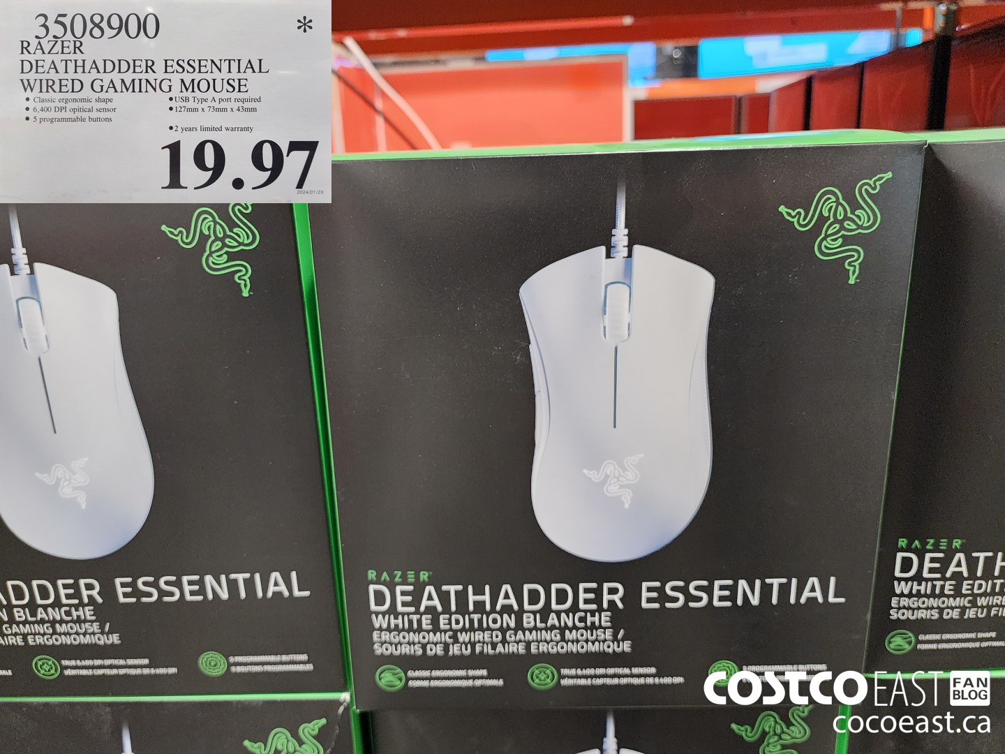3508900 RAZER DEATHADDER ESSENTIAL WIRED GAMING MOUSE $19.97