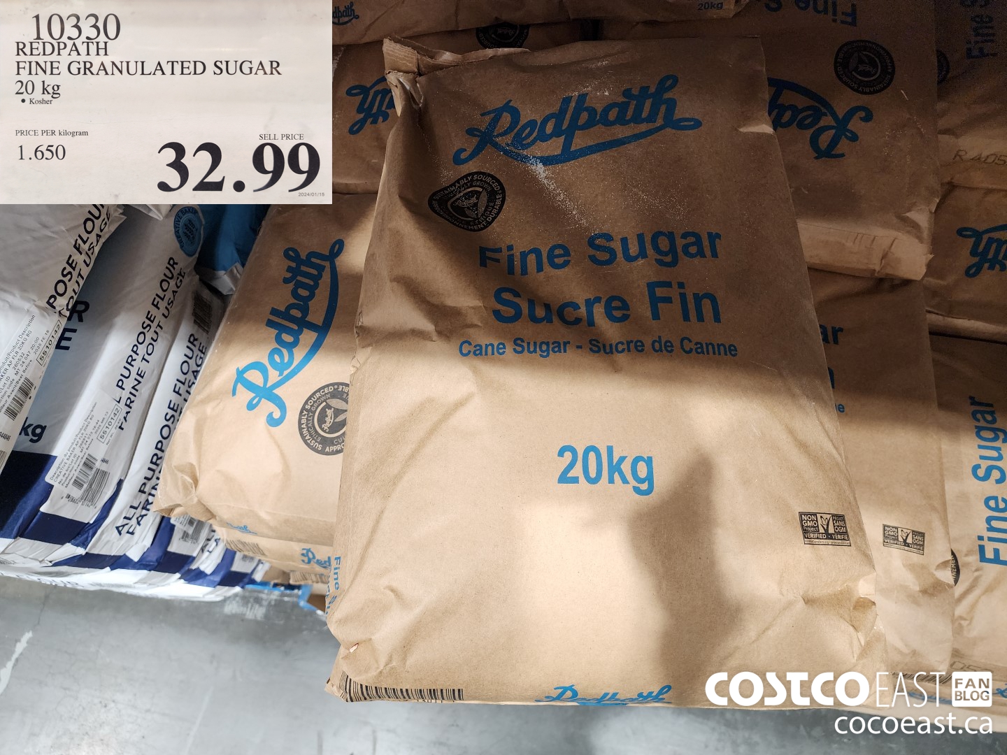 10330 REDPATH FINE GRANULATED SUGAR 20 KG $32.99