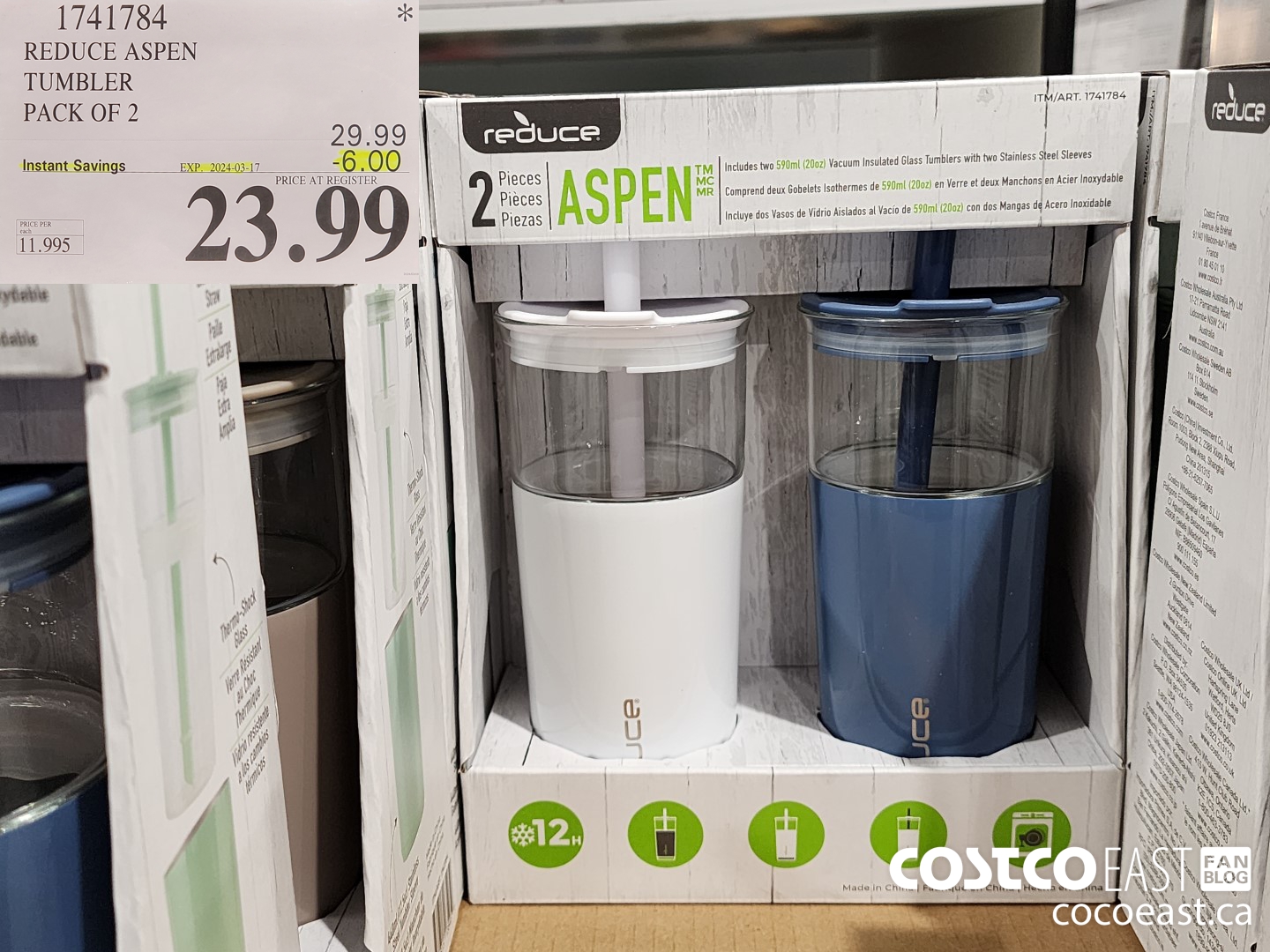 1741784 REDUCE ASPEN TUMBLER PACK OF 2 ($6.00 INSTANT SAVINGS EXPIRES ON 2024-03-17) $23.99