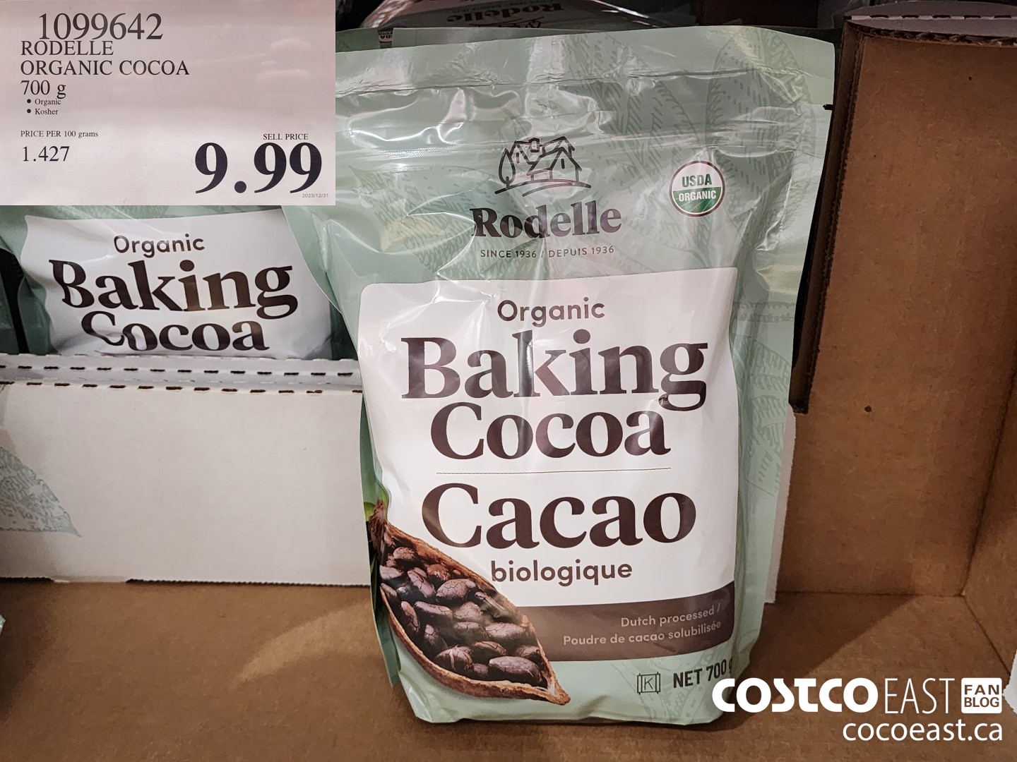 1099642 RODELLE ORGANIC COCOA 700 G $9.99