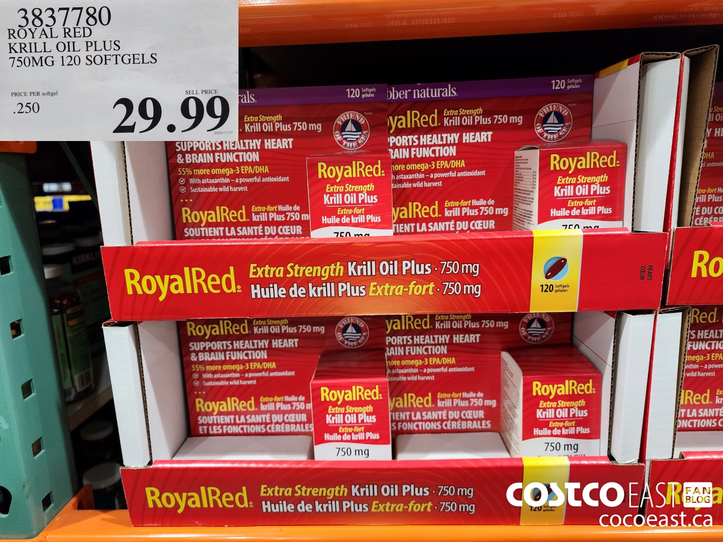 3837780 ROYAL RED KRILL OIL PLUS 750MG 120 SOFTGELS $29.99