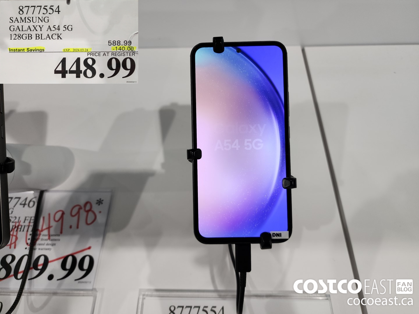 8777554 SAMSUNG GALAXY A54 5G 128GB BLACK ($140.00 INSTANT SAVINGS EXPIRES ON 2024-03-24) $448.99