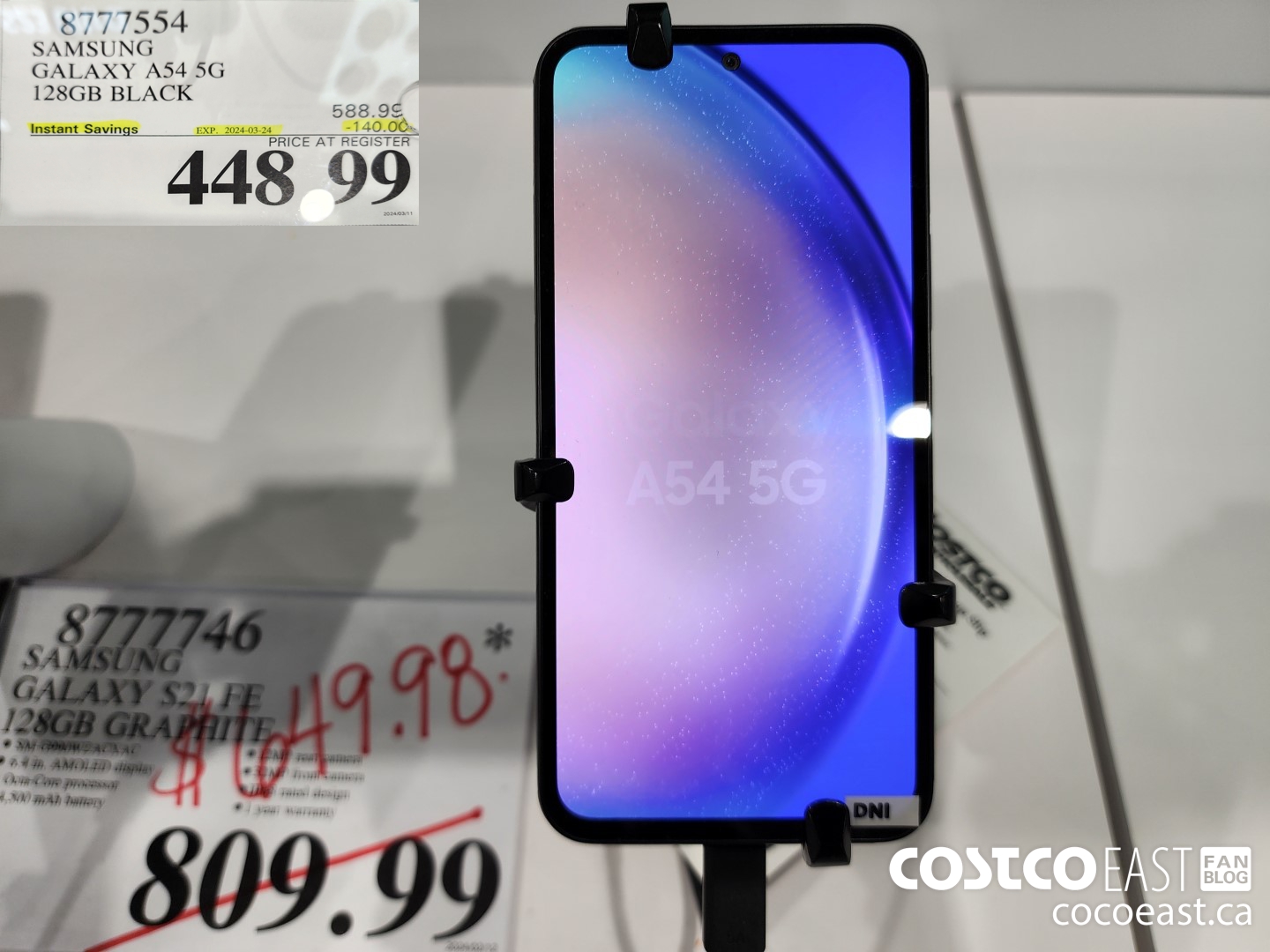 8777554 SAMSUNG GALAXY A54 5G 128GB BLACK ($140.00 INSTANT SAVINGS EXPIRES ON 2024-03-24) $448.99