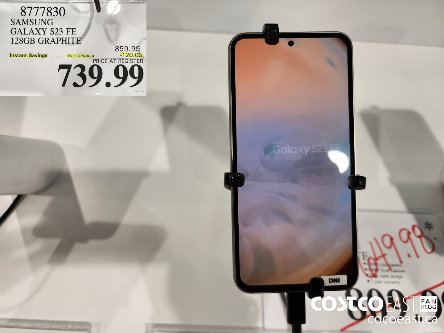 8777830 SAMSUNG GALAXY S23 FE 128GB GRAPHITE ($120.00 INSTANT SAVINGS EXPIRES ON 2024-04-04) $739.99