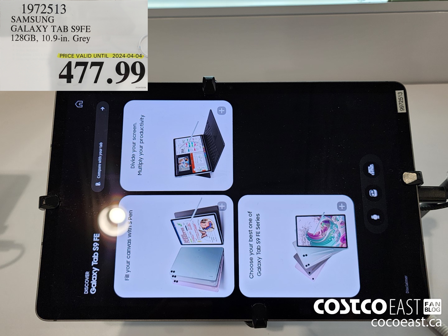 1972513 SAMSUNG GALAXY TAB S9FE 128GB, 10.9-in. Grey $477.99